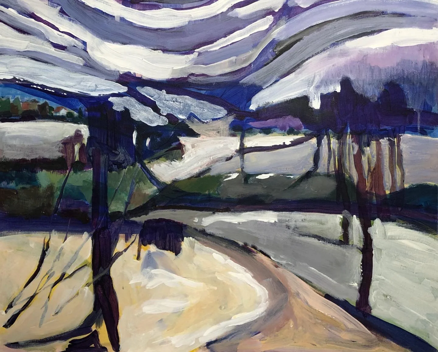 Natur indtryk 
akryl p&aring; l&aelig;rred 65 x 80