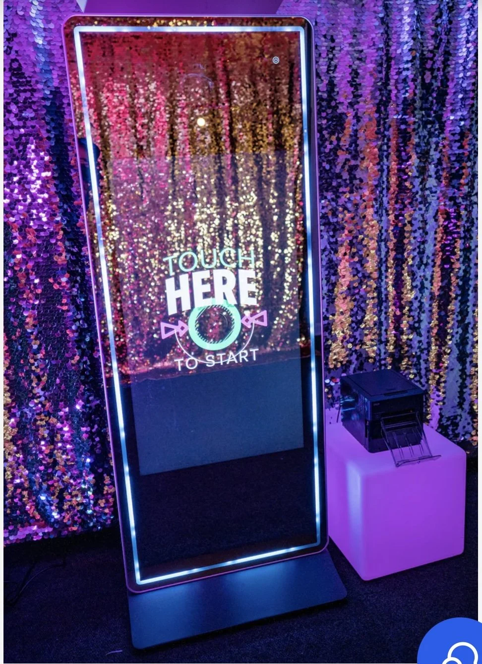 Featuring a sleek design, the mirror serves as both a reflective surface and an interactive touchscreen.