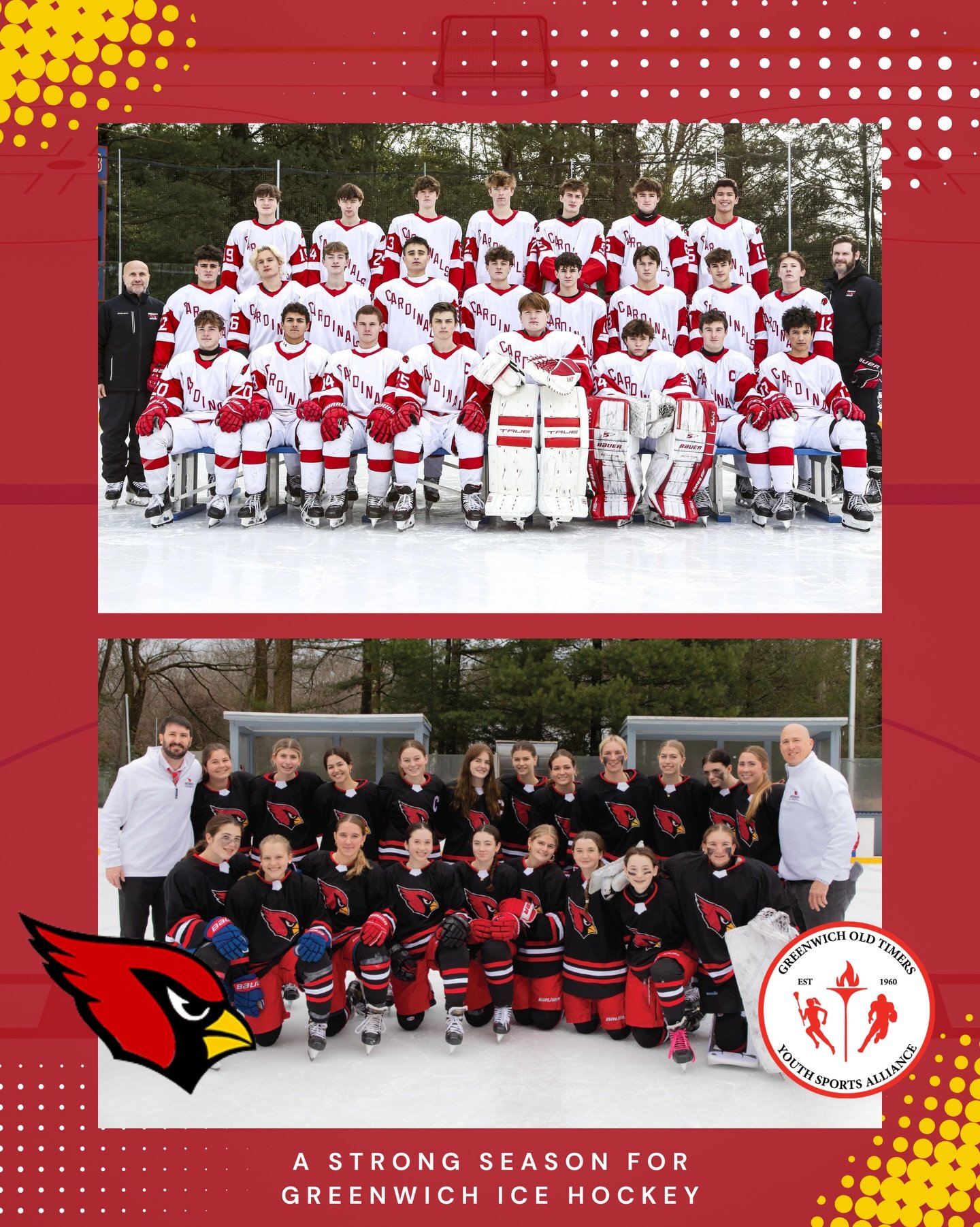 🏒 A Strong Season for Greenwich Ice Hockey

Congratulations to the Greenwich High School Boys and Girls Ice Hockey teams on outstanding seasons on the ice this winter.

The Boys Hockey team added to their success with a win in the CIAC Division I Bo