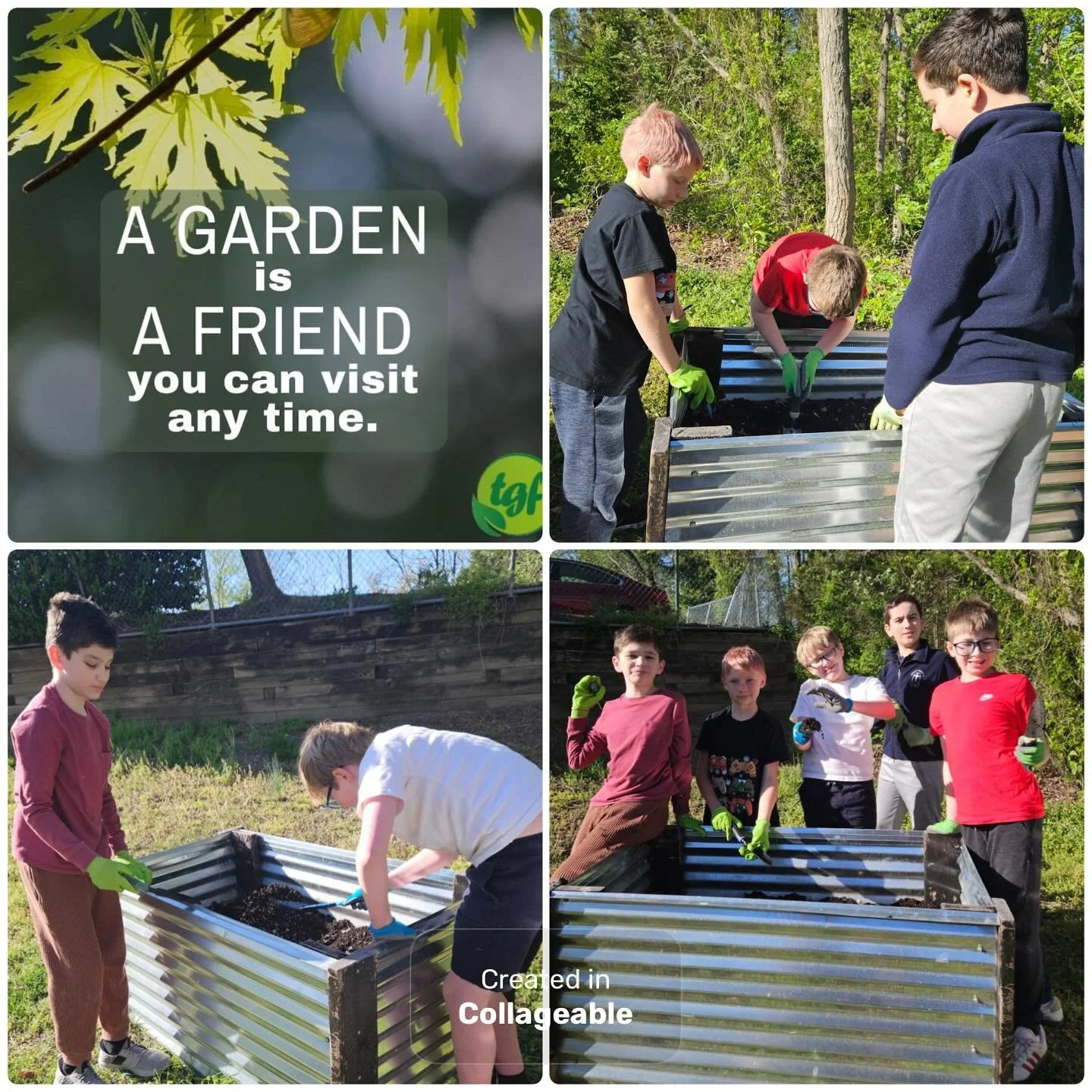 Thanks to these sweet friends, we are getting closer to planting our garden at Treehouse!! Social skills in nature!! Growing together!!