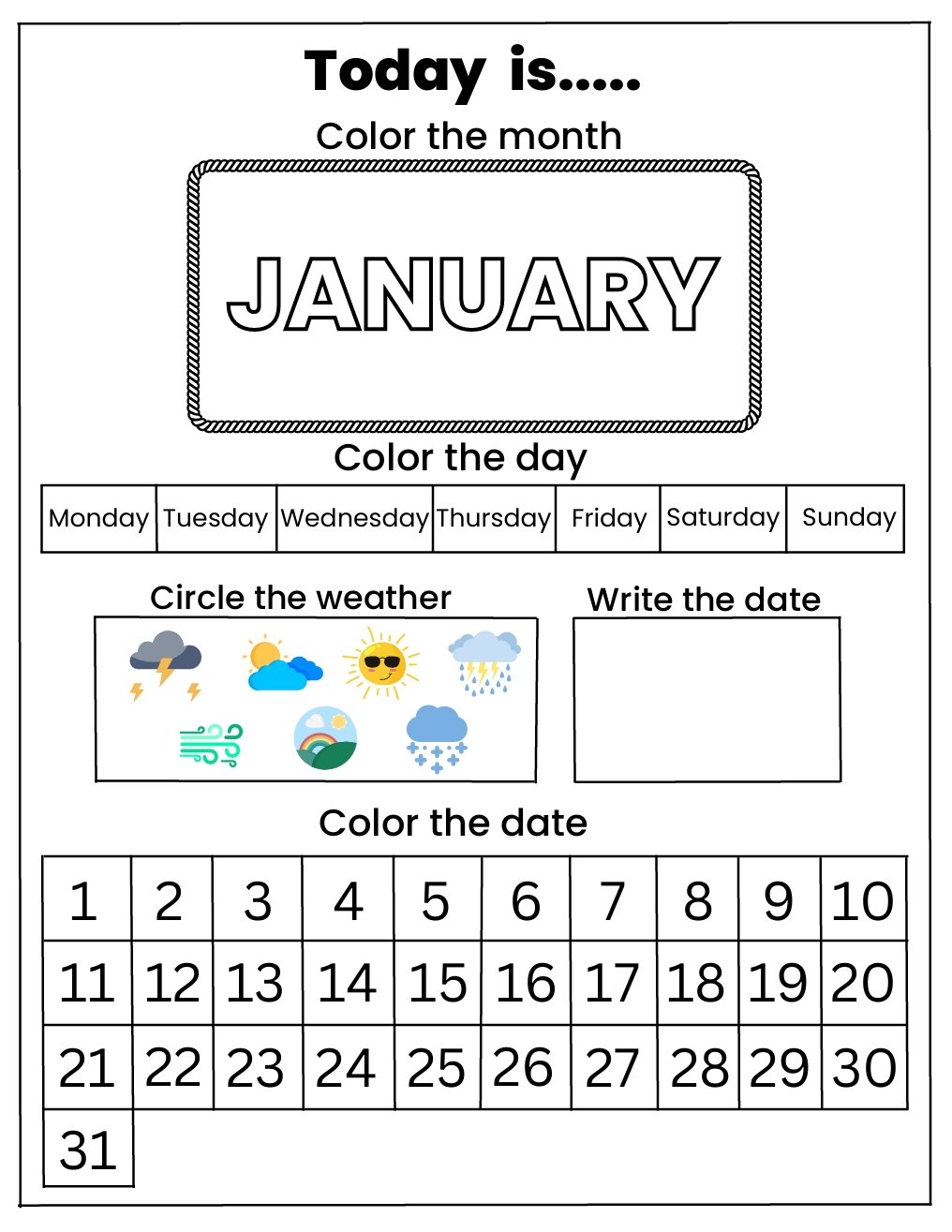 Morning Menu Calendar Pages