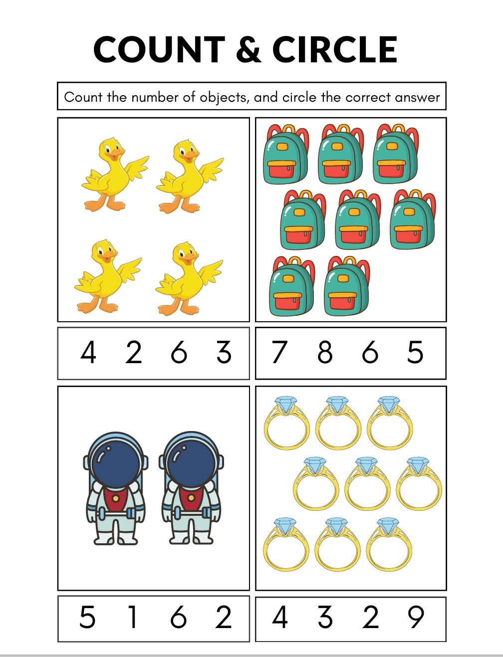 Count and Circle Worksheets
