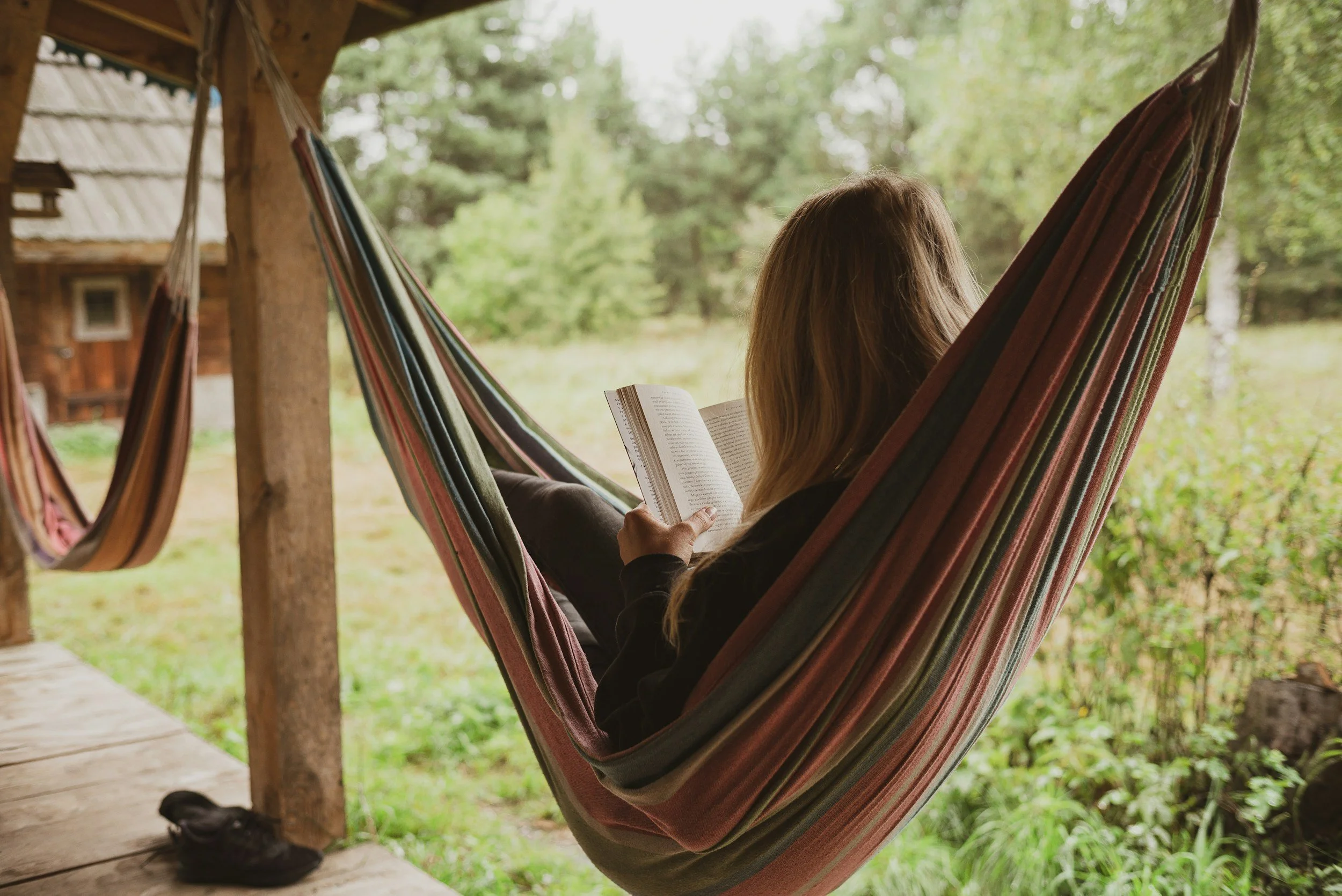 Woman feeling calm and grounded outdoors