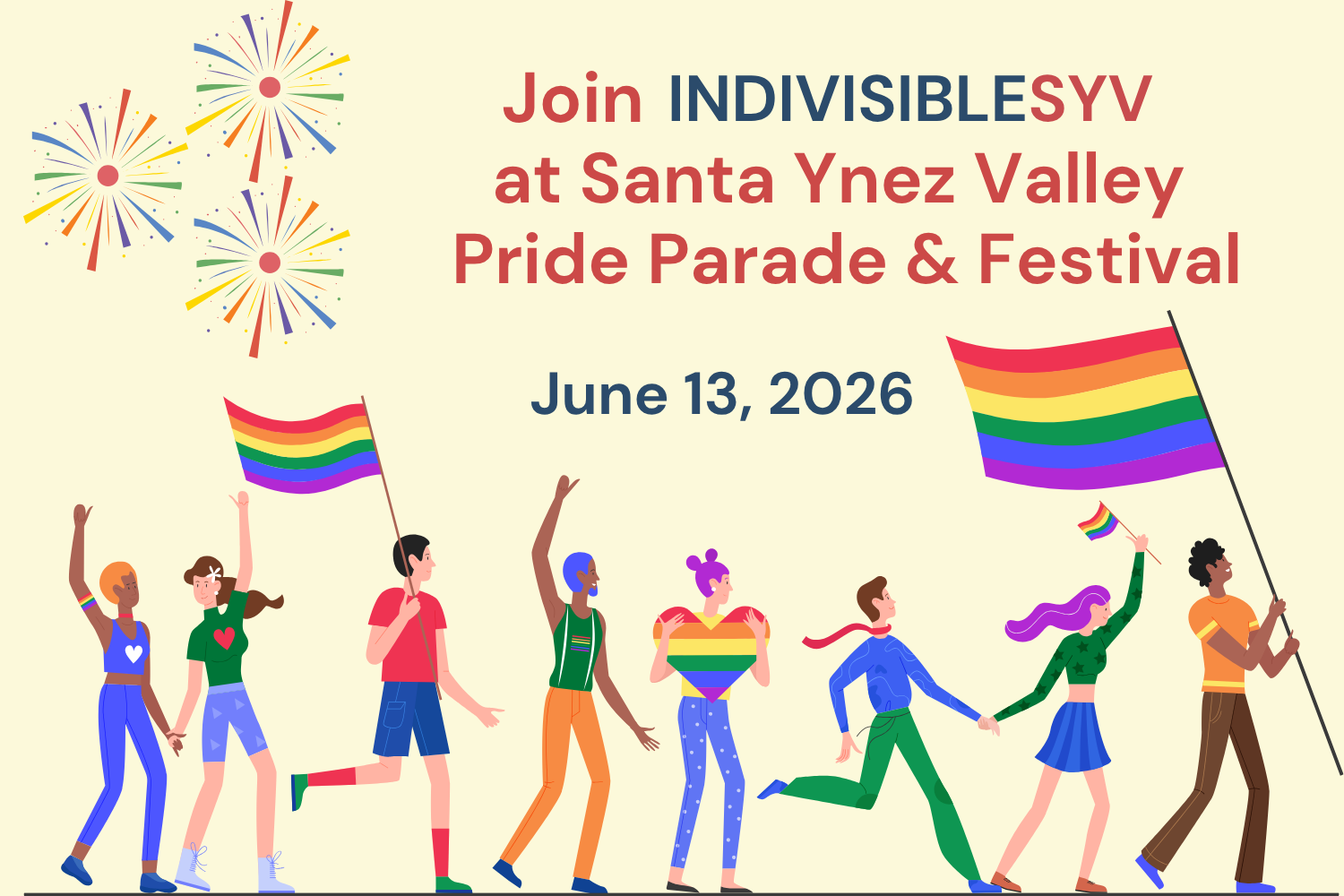 March with Indivisible SYV in the Solvang Pride Parade 