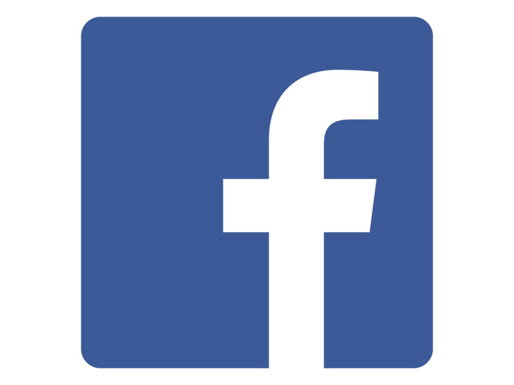 Facebook logo with white lowercase 'f' on a blue background