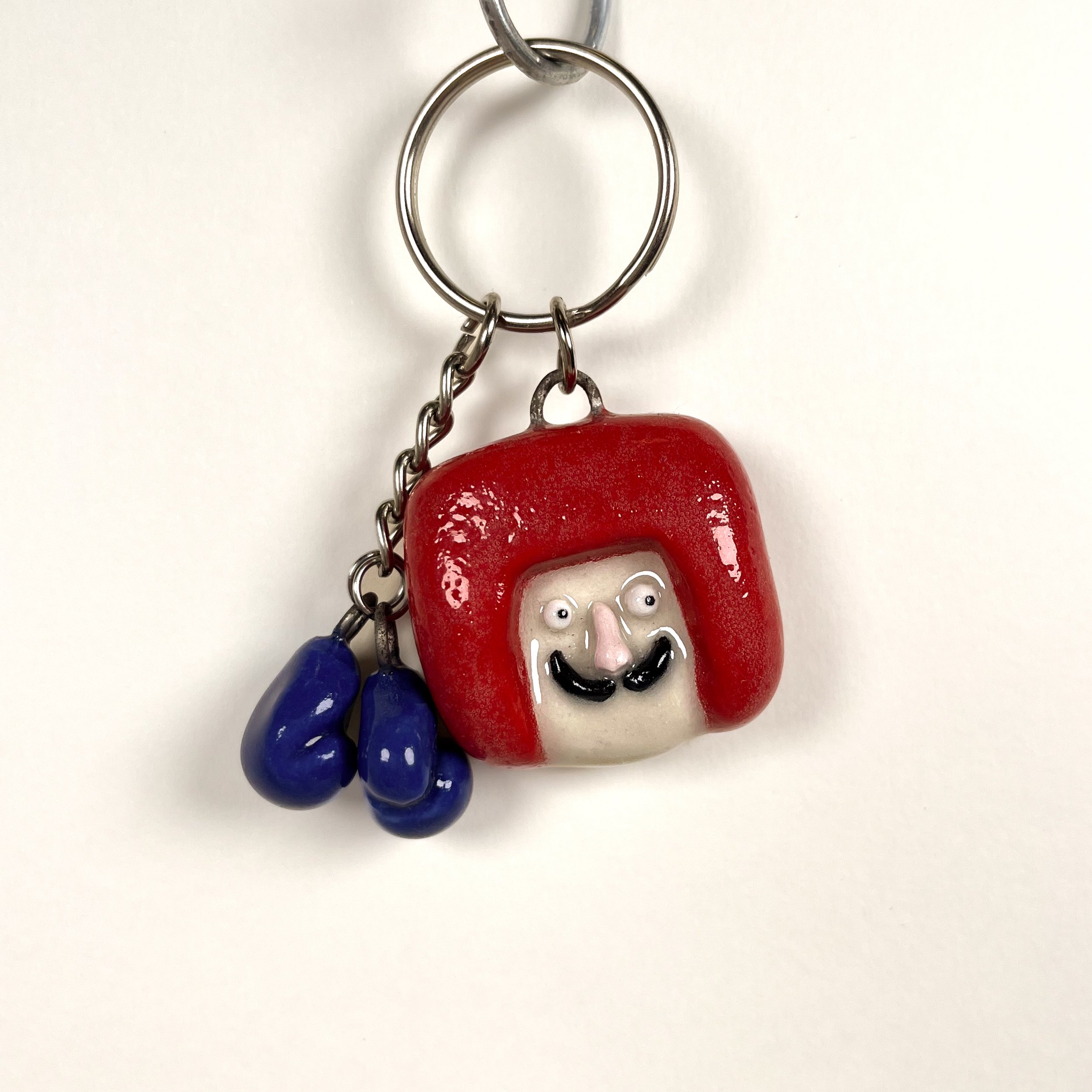 Red Mustache Boxer Keychain