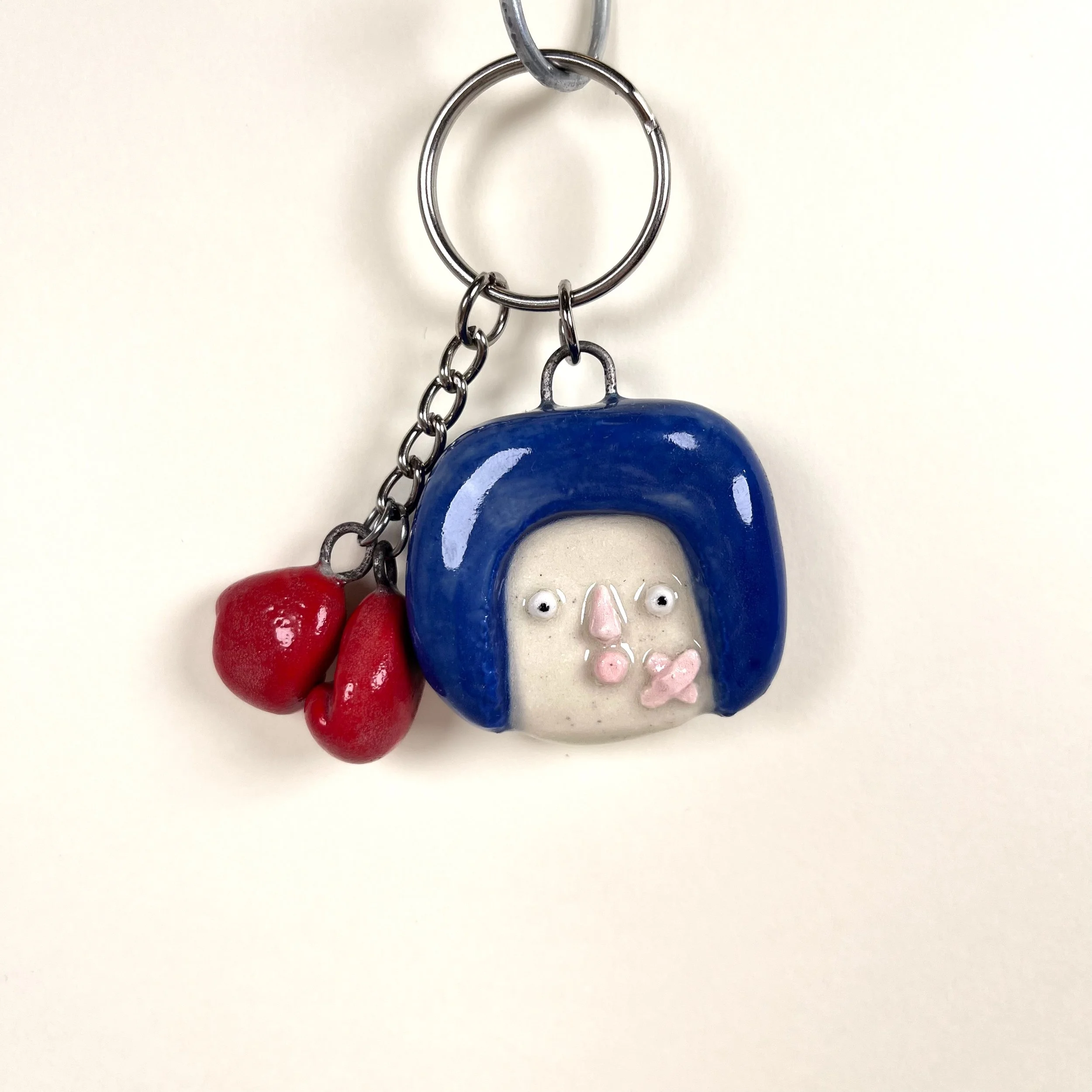 Blue Bandaged Boxer Keychain