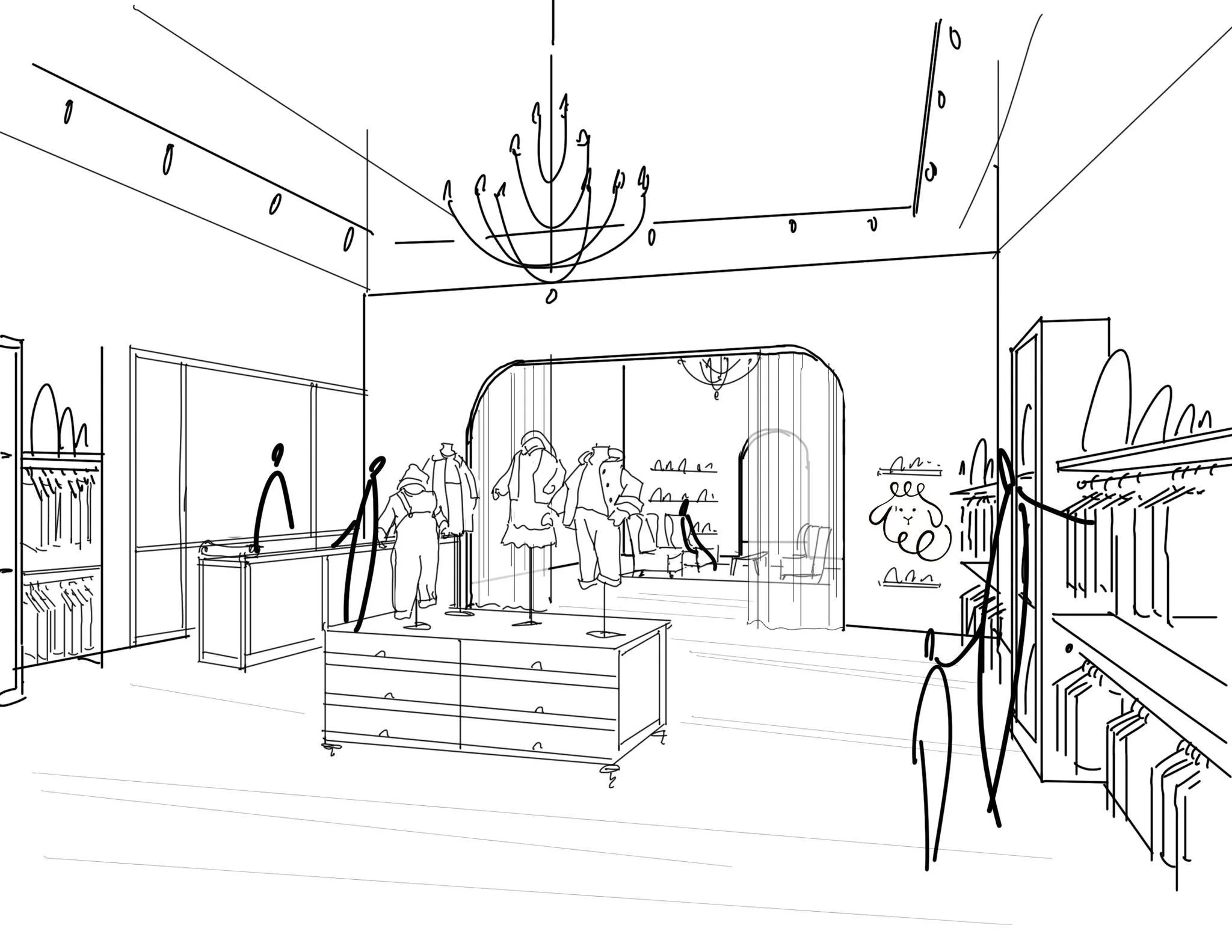Sometimes a few quick sketch ideas are enough to give a project real momentum. Swipe through to see the beginning design stages for Dolce Vita Baby Boutique. The client was quickly able to select a design direction and we were planning retail fixture