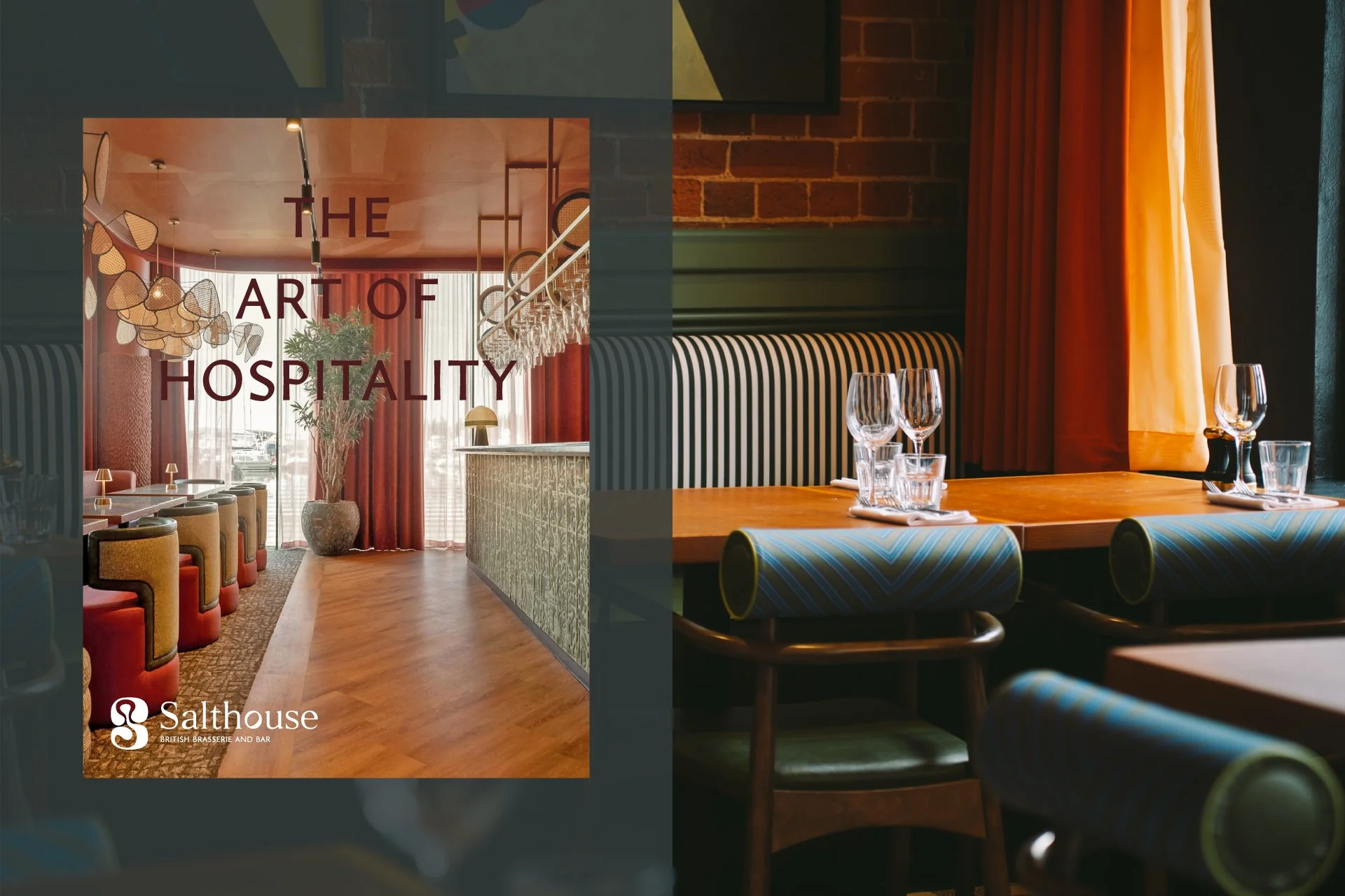  Restaurant branding and interior design for Salthouse showing how the hospitality brand identity extends into the guest experience 