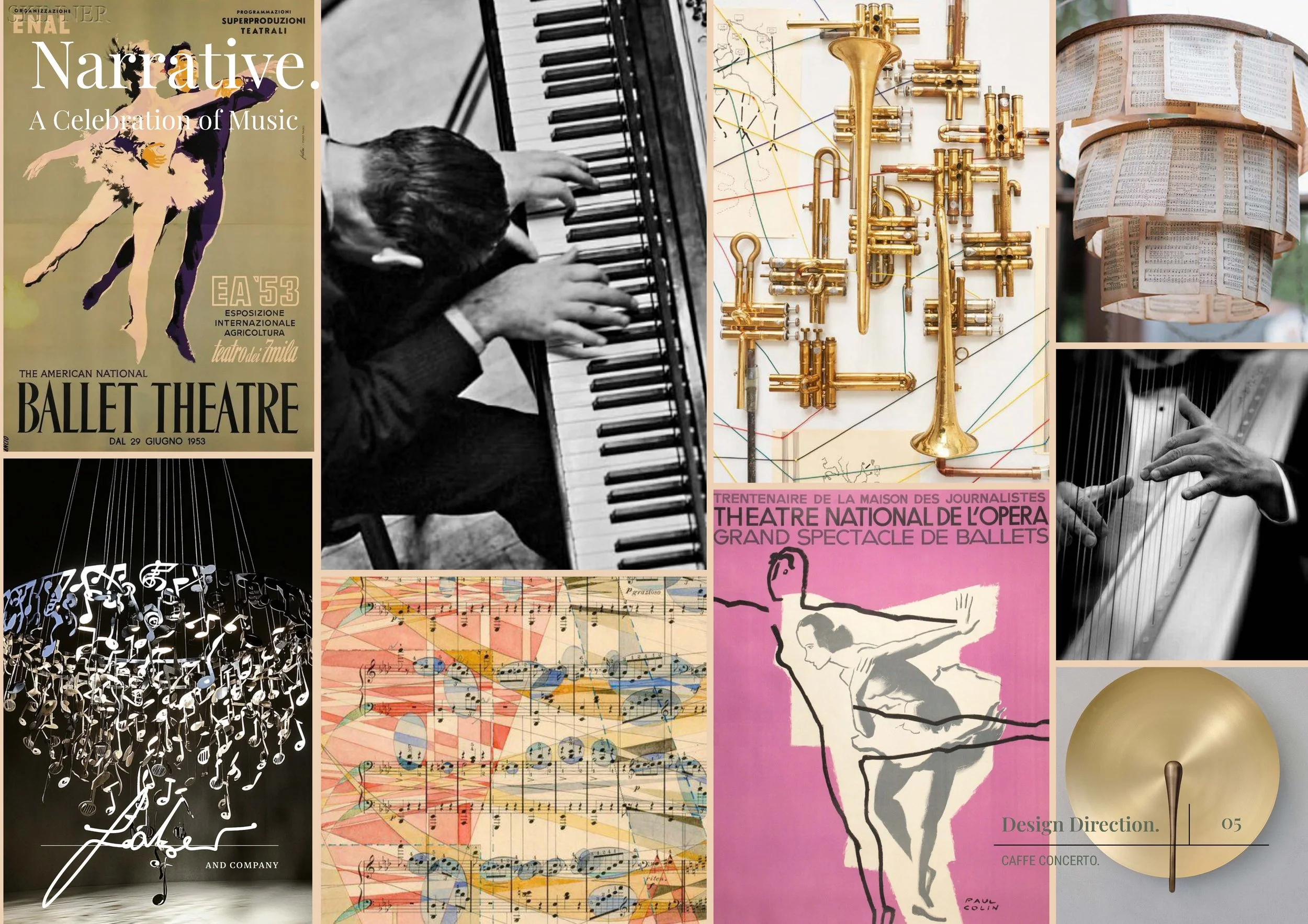 The interior narrative design direction for Caffe Concerto London