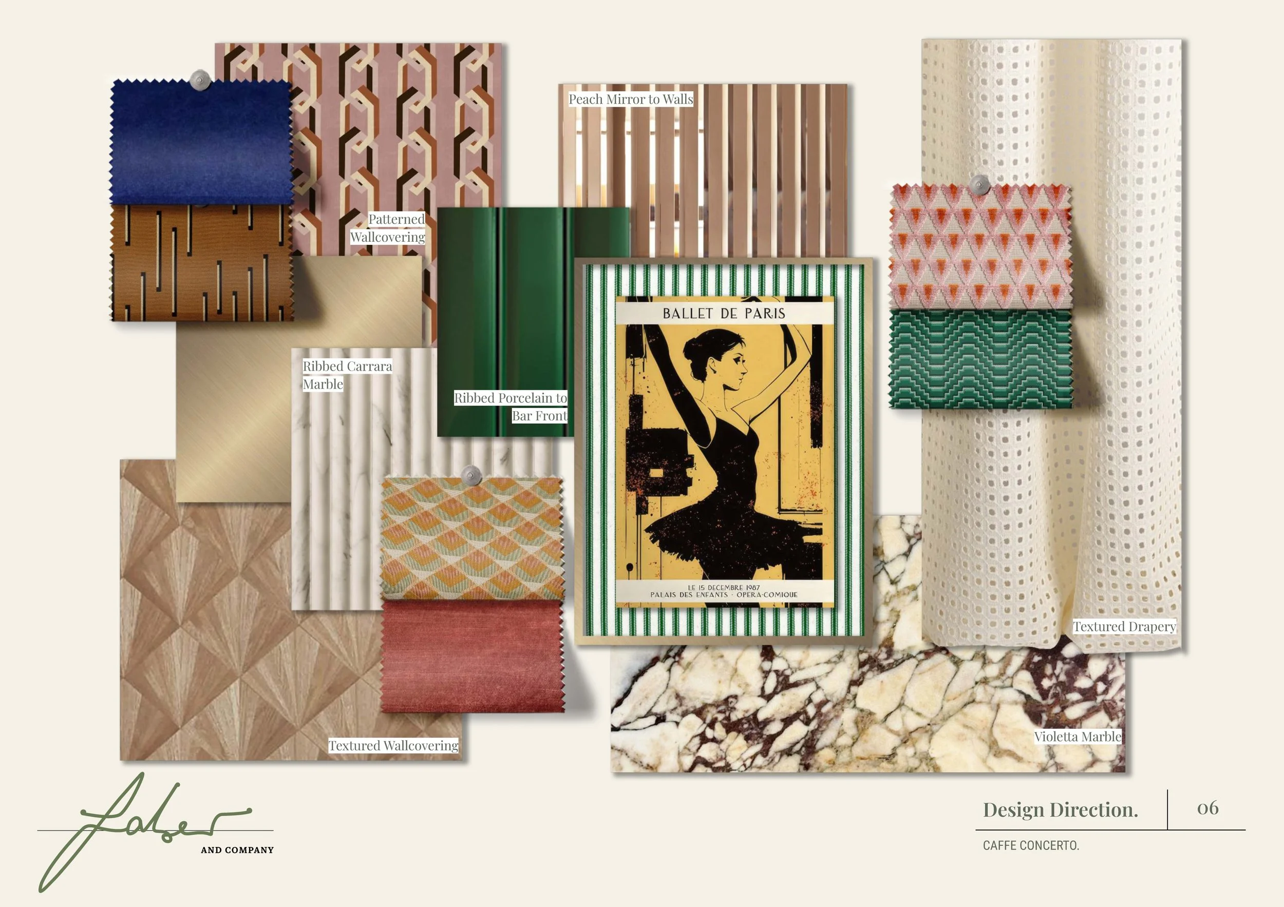 Concept Material Moodboard for Caffe Concerto London
