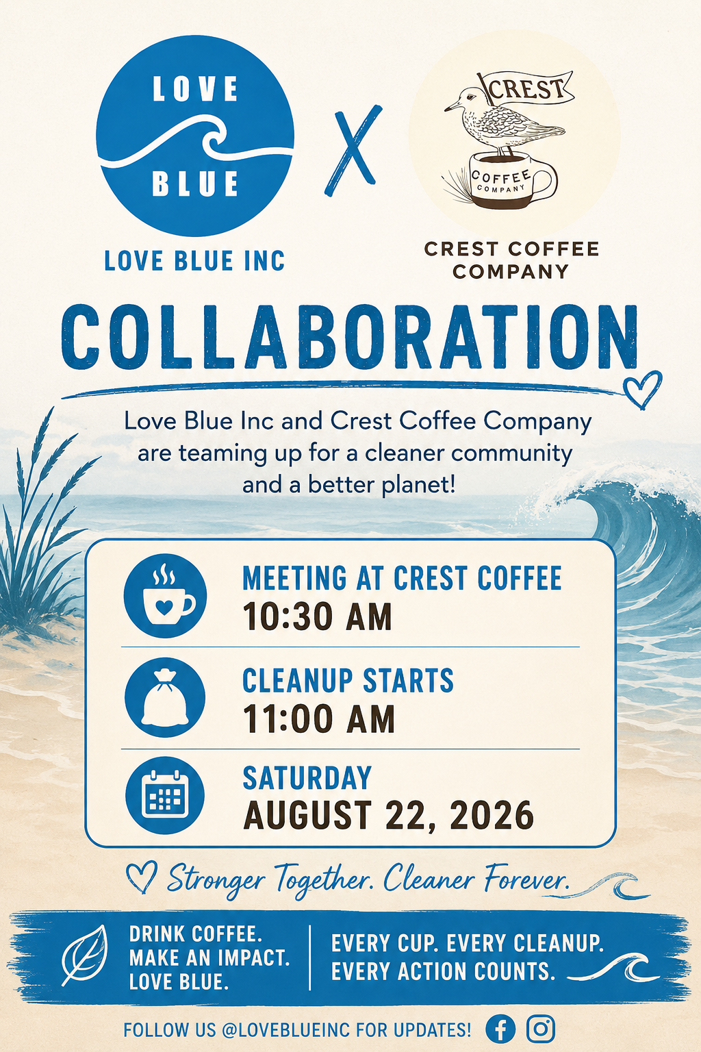 Love Blue x Crest Coffee Beach Clean Up