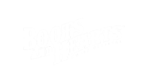 Logo for the Boots and Hearts Music Festival with white text on a black background.