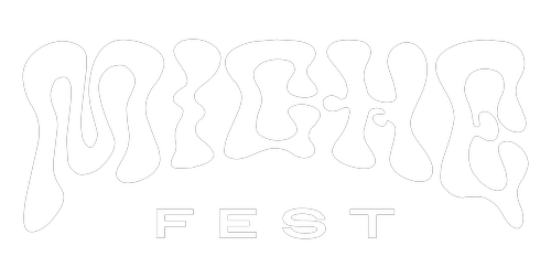 Text saying "MIKE THE FEST" with a stylized, wavy font on a black background.