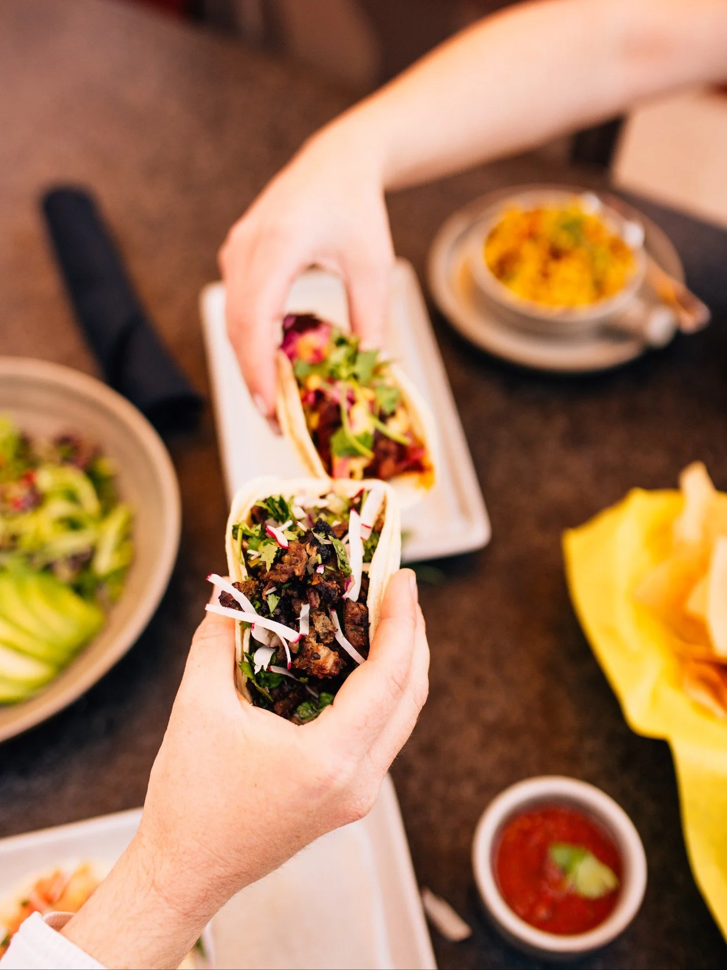 Why settle for a regular cheers when you can have a taco cheers? 🌮✨

Sample our street tacos, ranging from achiote chicken to mahi fish, and let every bite be a celebration.