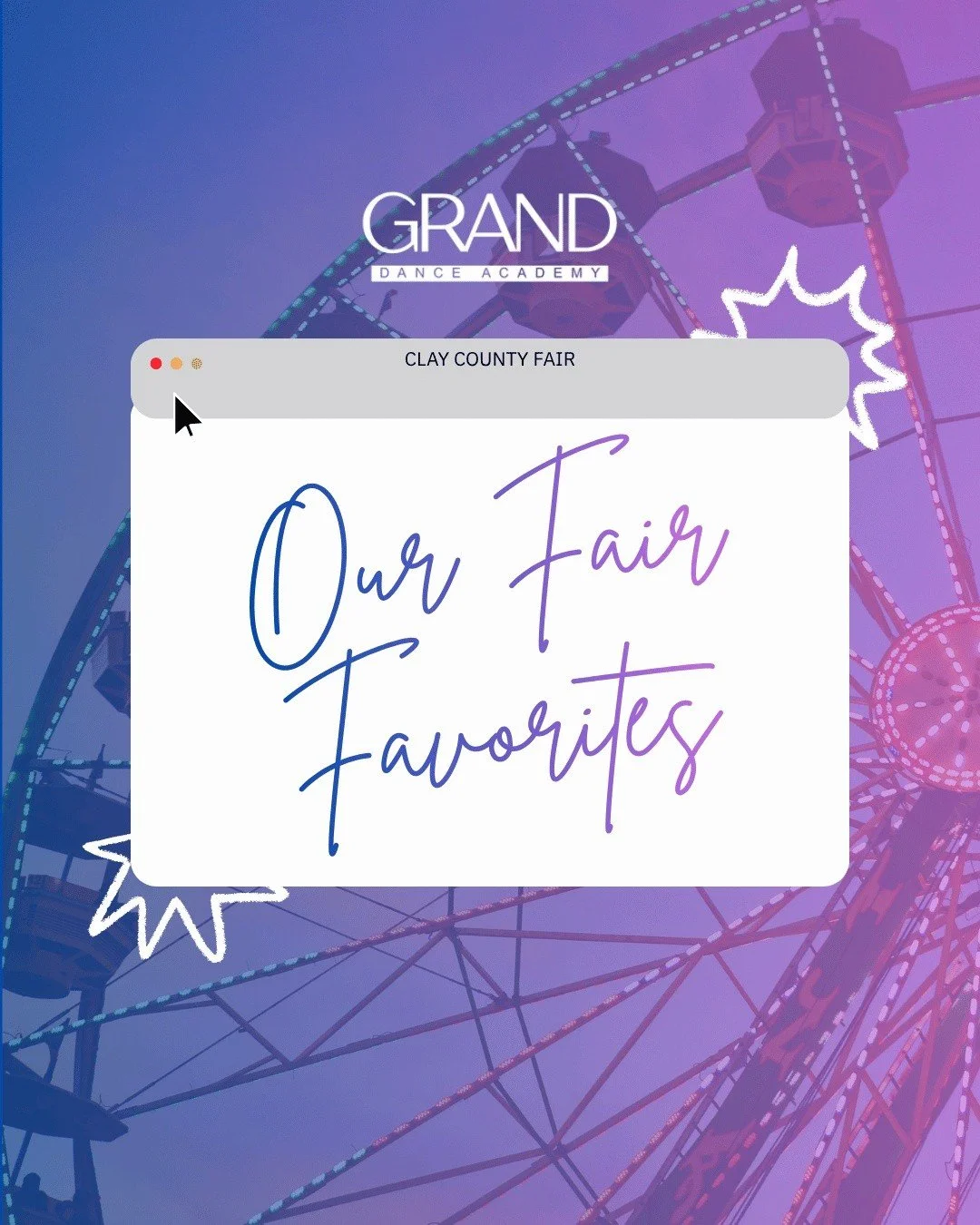Our fair favorites! 🎡

Share how you're enjoying fair week with your dancers below. 

 #acro #dance #granddanceacademy #dancestudio #youthclasses