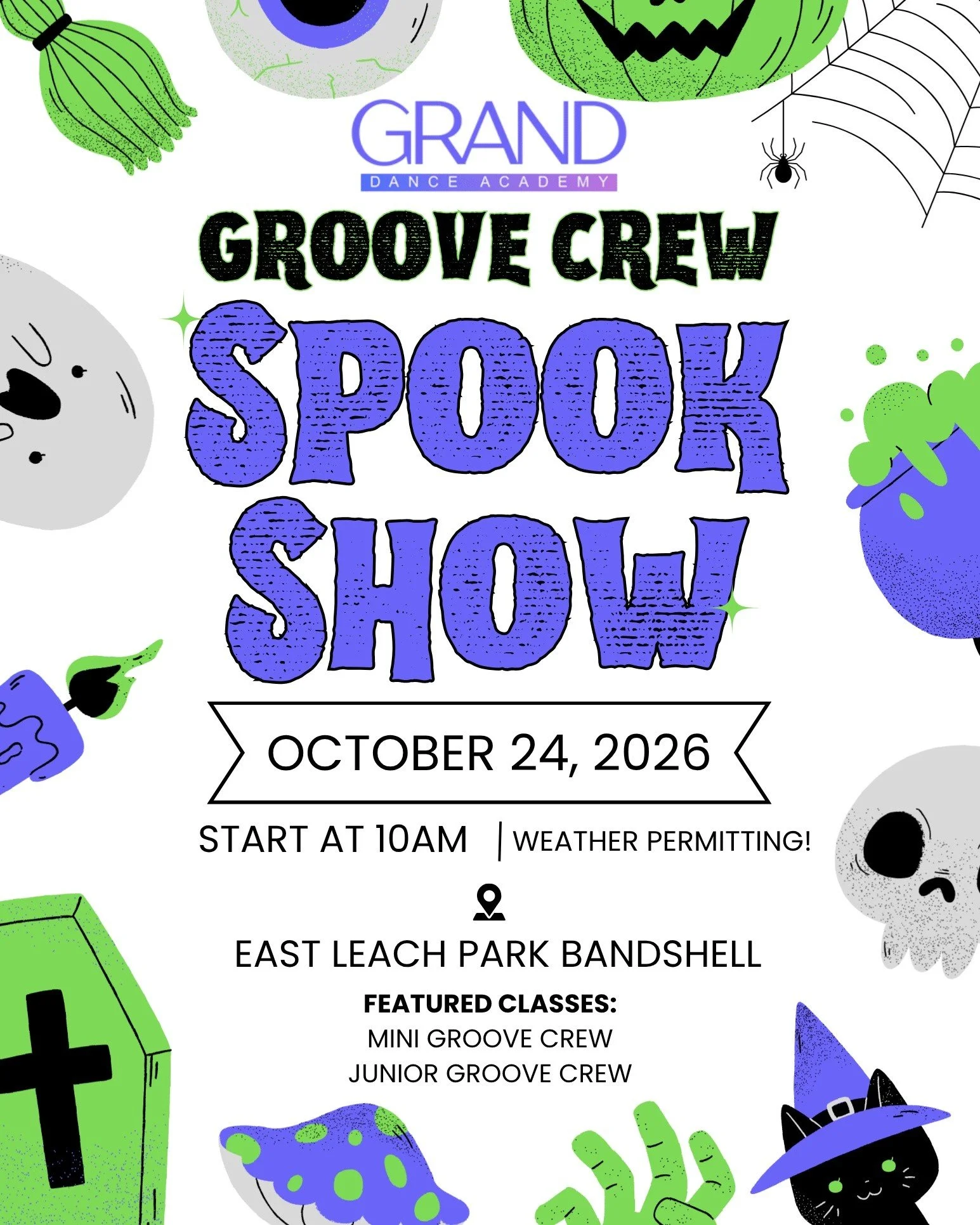 We are a little over a week away from our 2nd Annual Groove Crew Spook Show! 👻

Stop by the park at 10am for a short and sweet performance these dancers have learned in just 6 weeks. 🤯

 #dance #granddanceacademy #dancestudio #youthclasses #hiphop 