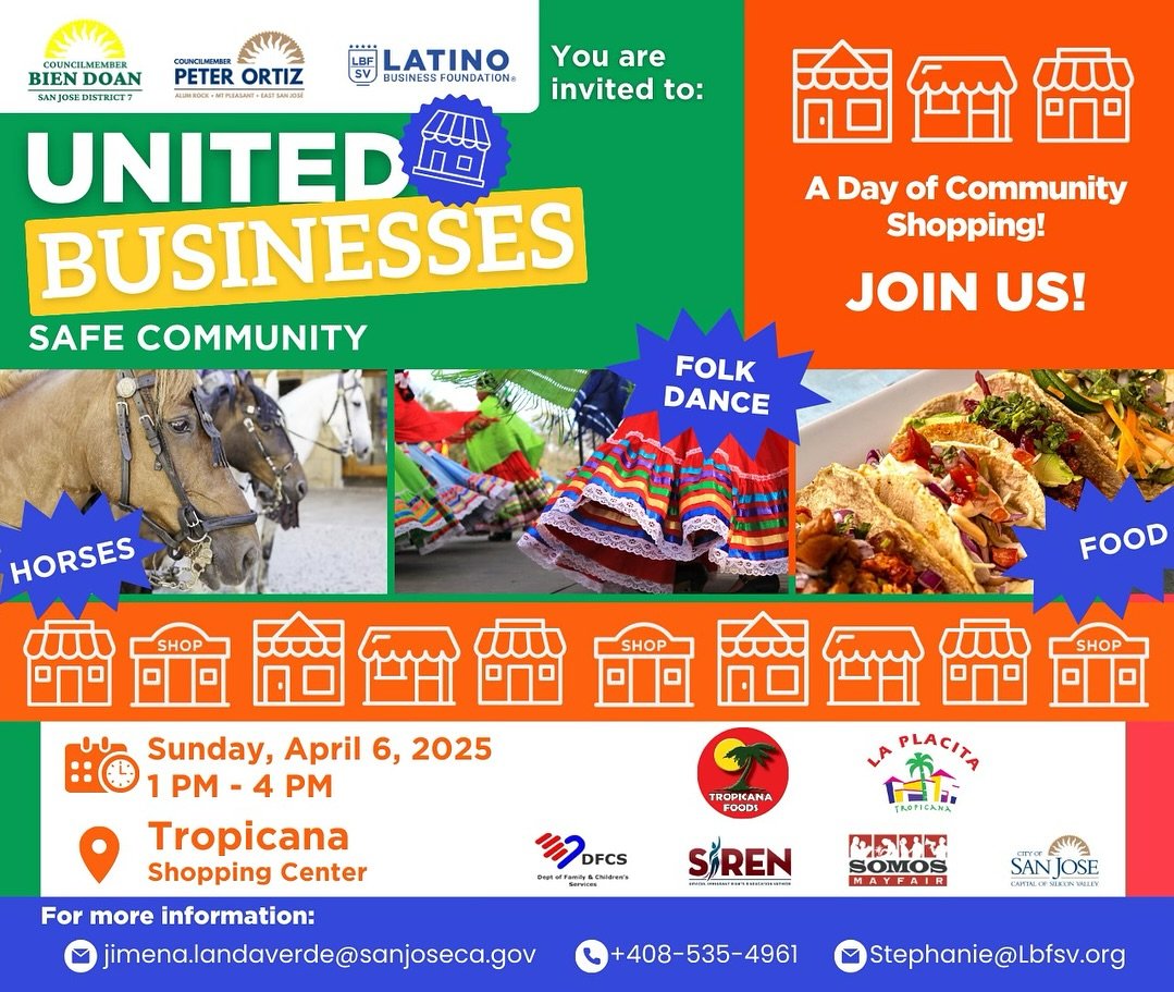 Join us for a day of shopping with the community!
Enjoy delicious food, folkloric dance, and even horses! 🐴💃🌮 Let’s support local businesses and have a great time together!
📅 Sunday, April 6, 2025
⏰ 1 PM - 4 PM
📍 Tropicana Shopping Cente