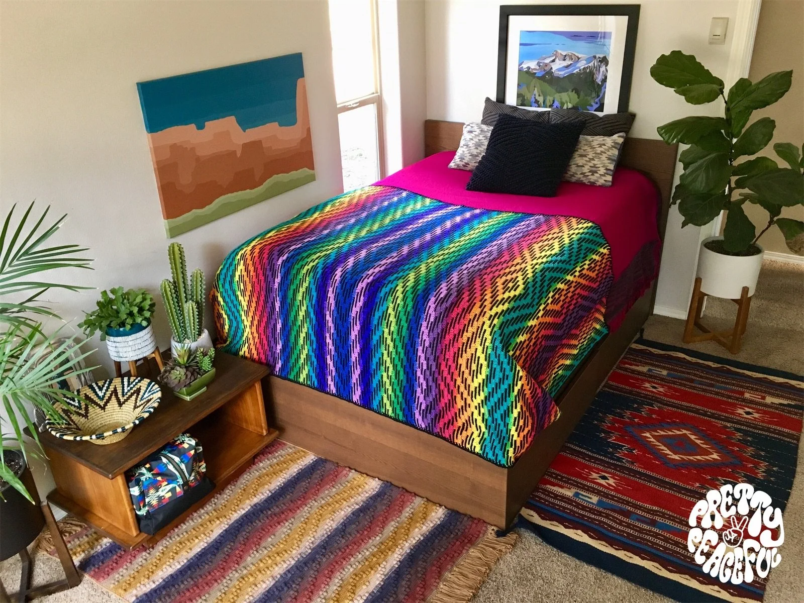 Cactus Garden Blanket Mosaic Digital Crochet Pattern PDF