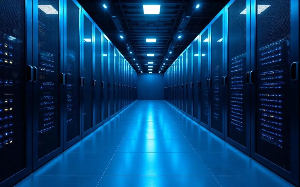 Server room corridor illustrating third-party data risk
