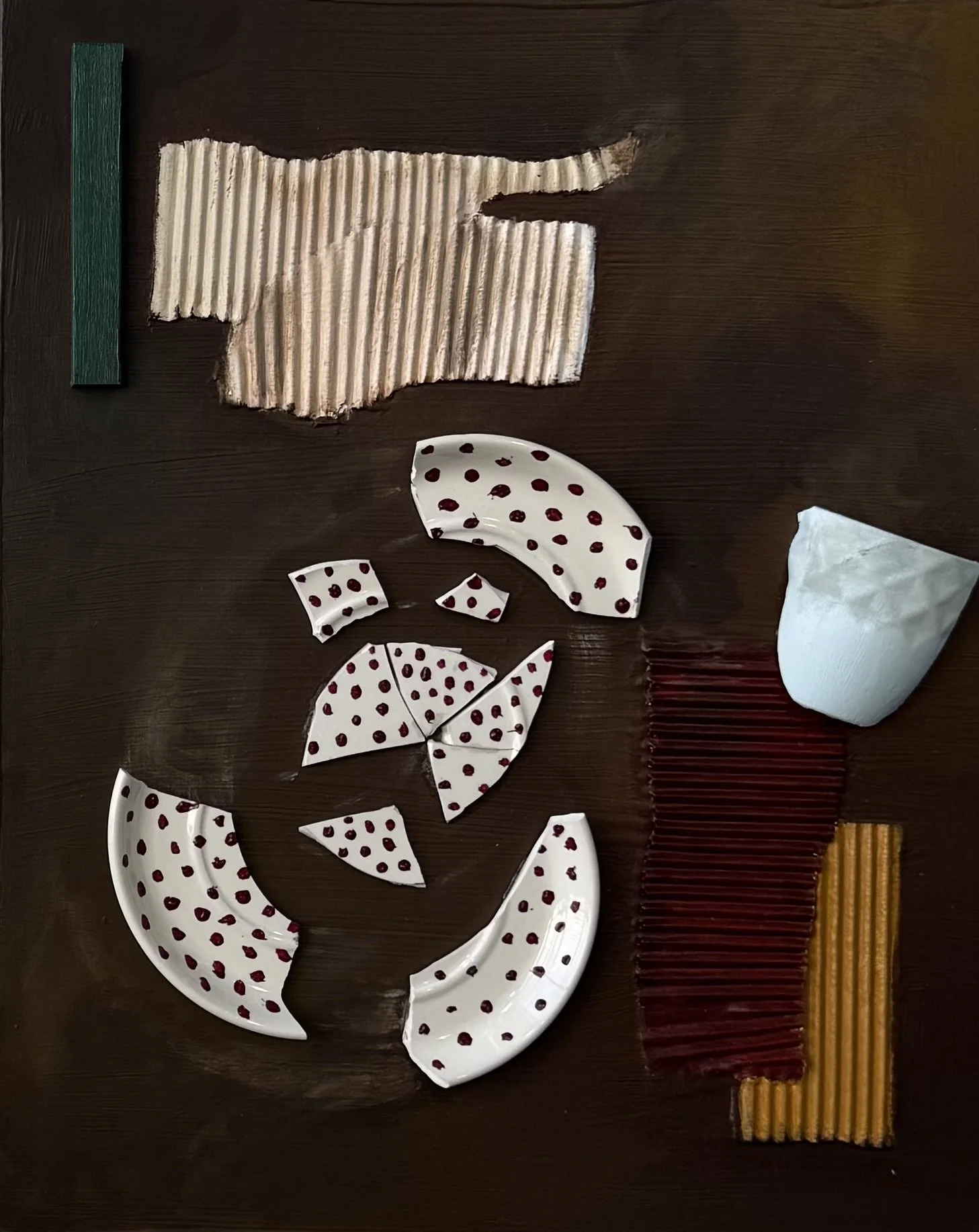  Untitled 2, 2026
Medium: acrylic and ceramic on wood panel
Size: 20”x16”