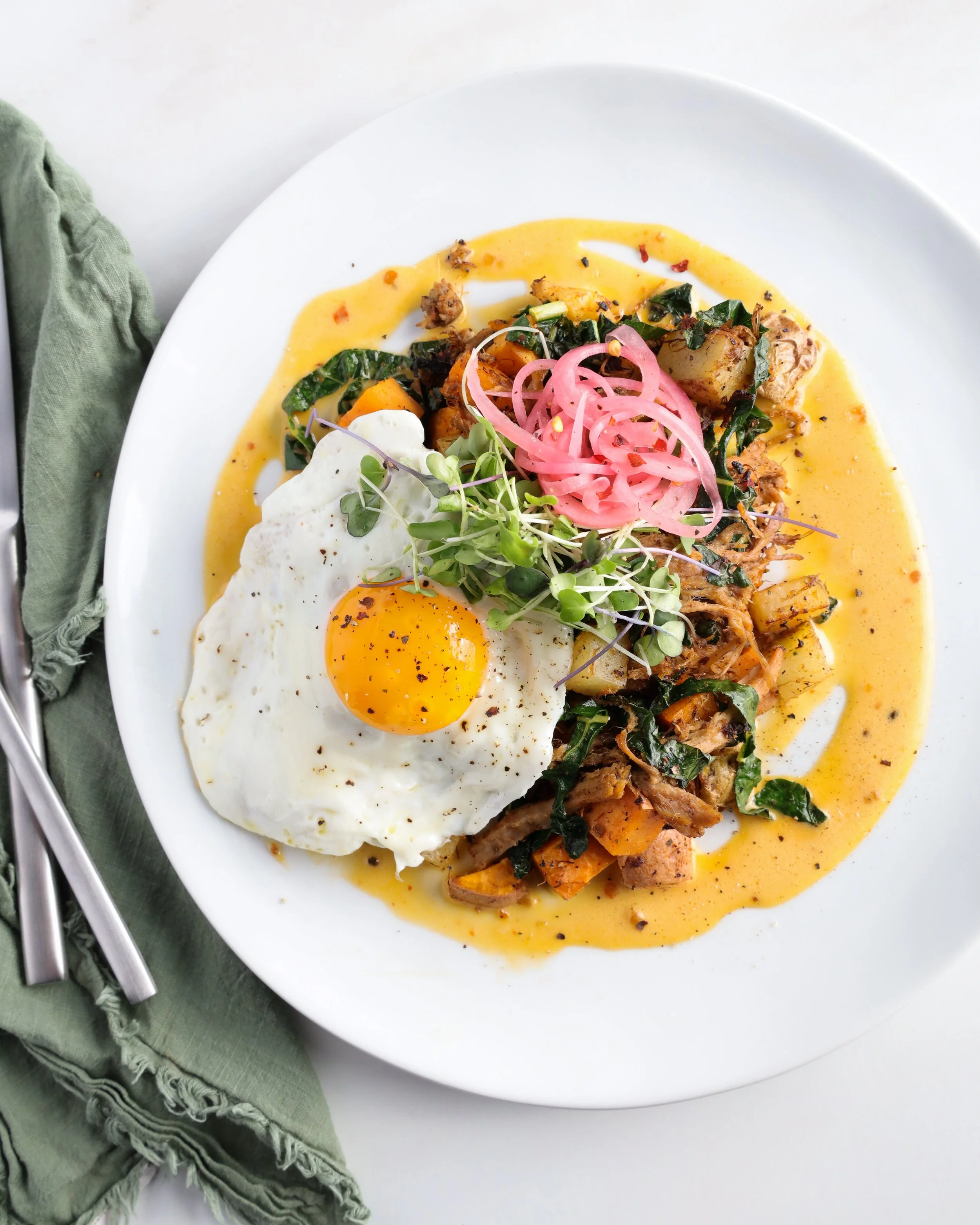Carnitas Hash with Chipotle Hollandaise