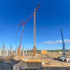 Cranes being erected at the Victoria Hospital. September 2024.