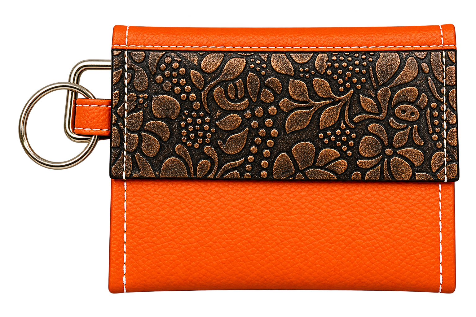 Orange Floral Leather Key Pouch.png
