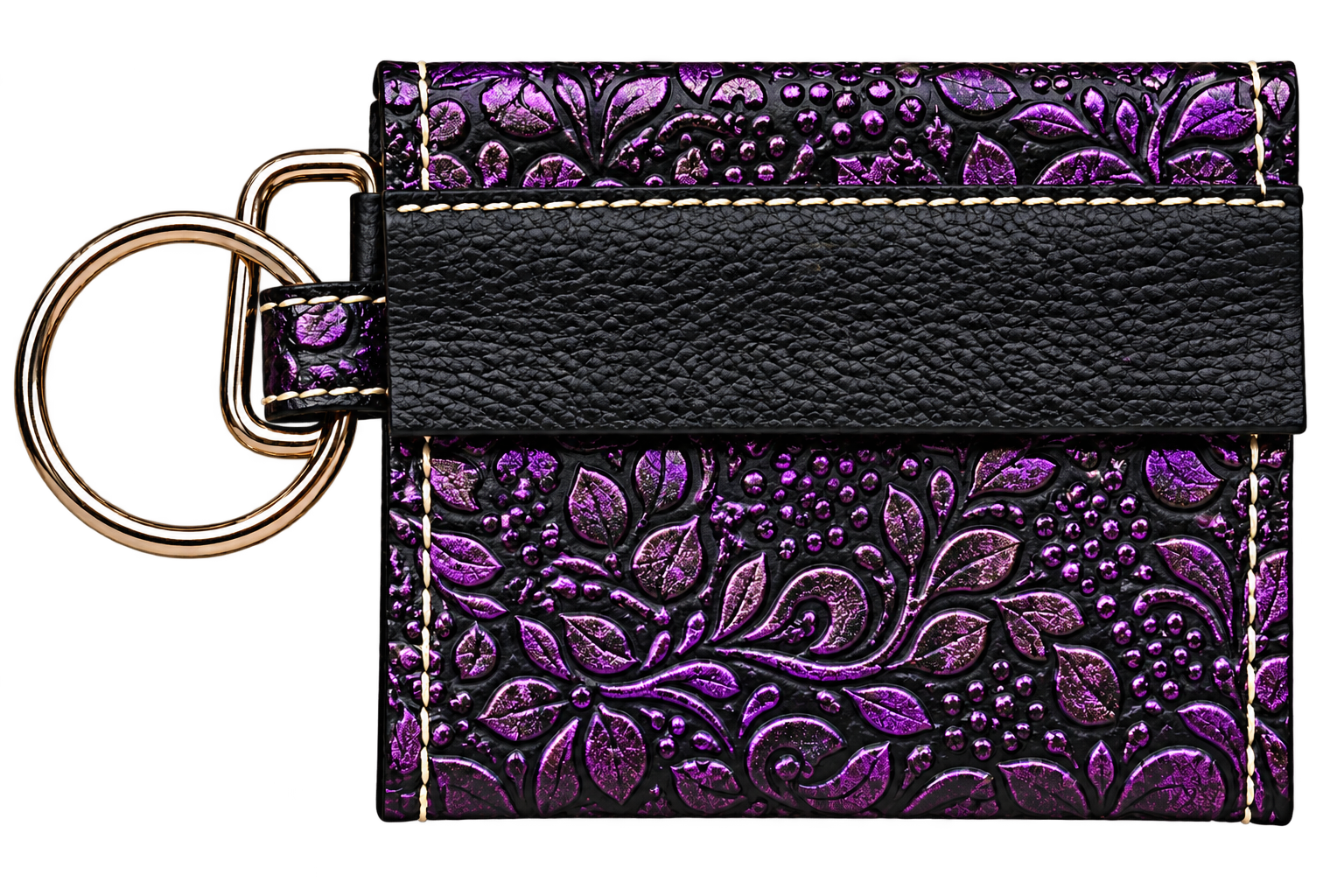 Black and Purple Embossed Keychain Wallet.png
