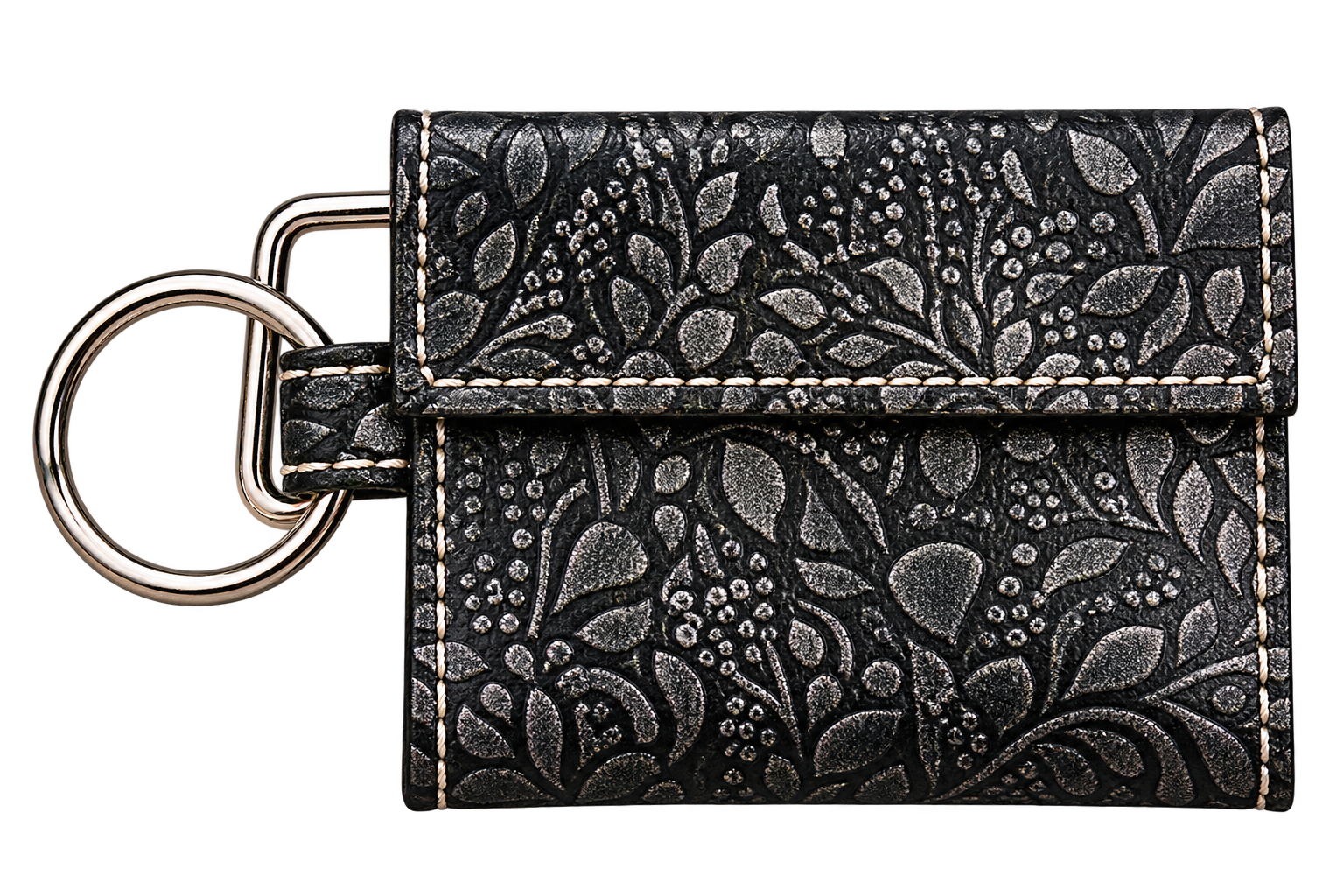 Embossed Floral Leather Key Pouch.png