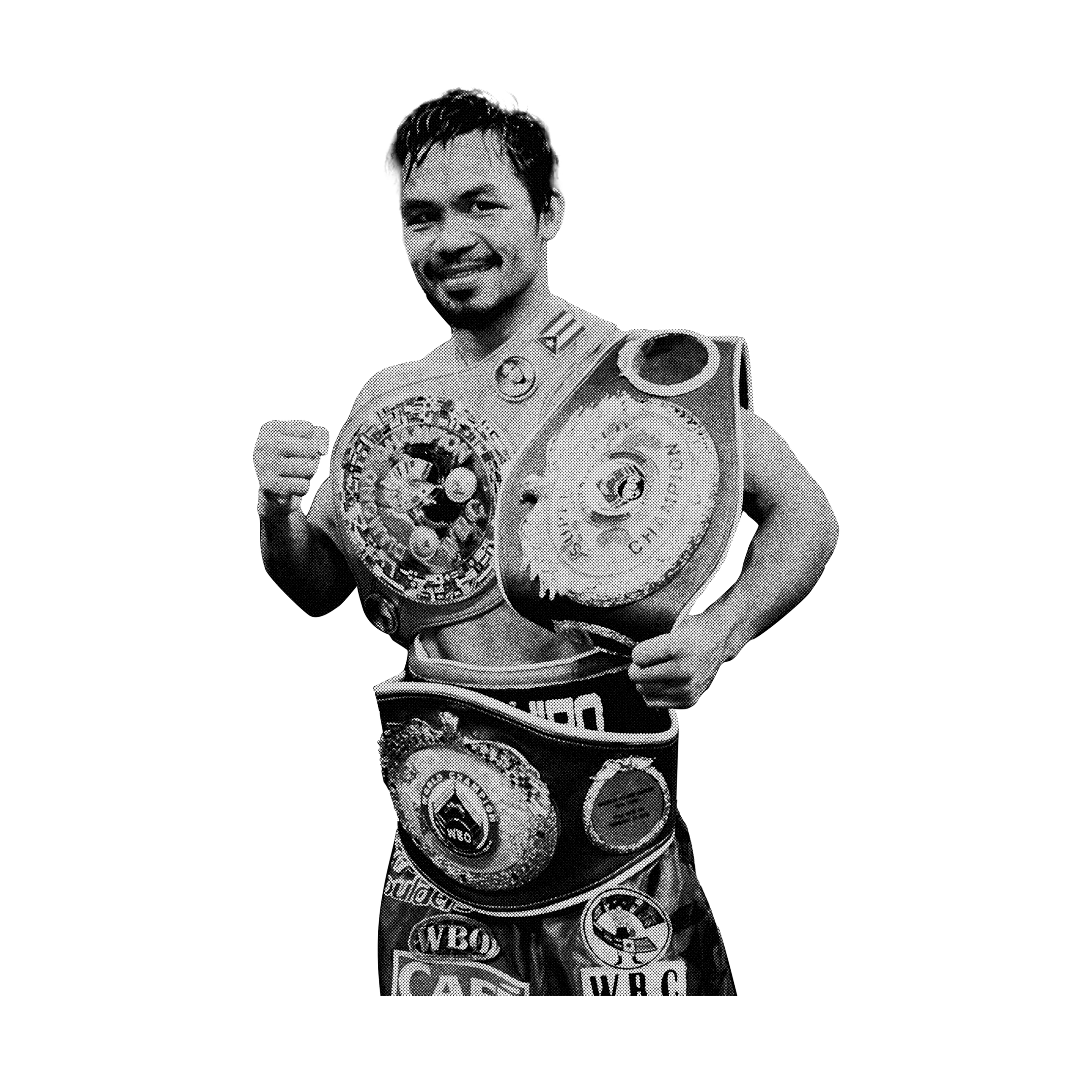 Boxer with championship belts