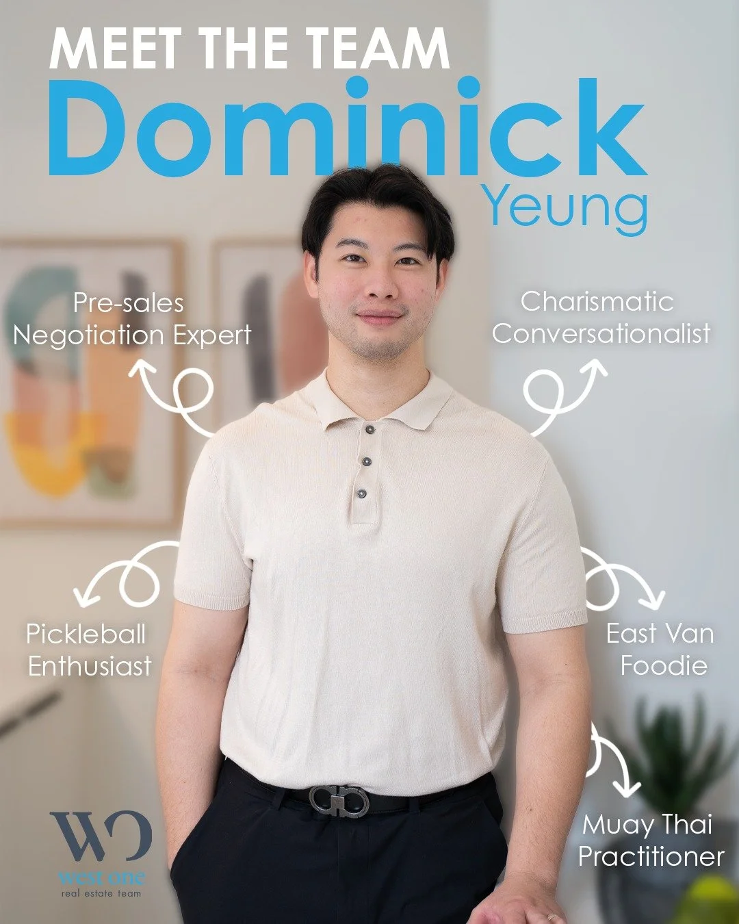 ✨ Meet Dom — another powerhouse on the West One Real Estate Team!
Whether he’s sharpening his skills as a Muay Thai practitioner 🥊, showing off his moves on the pickleball court 🎾, or uncovering hidden food gems around East Van 🍜, Dom
