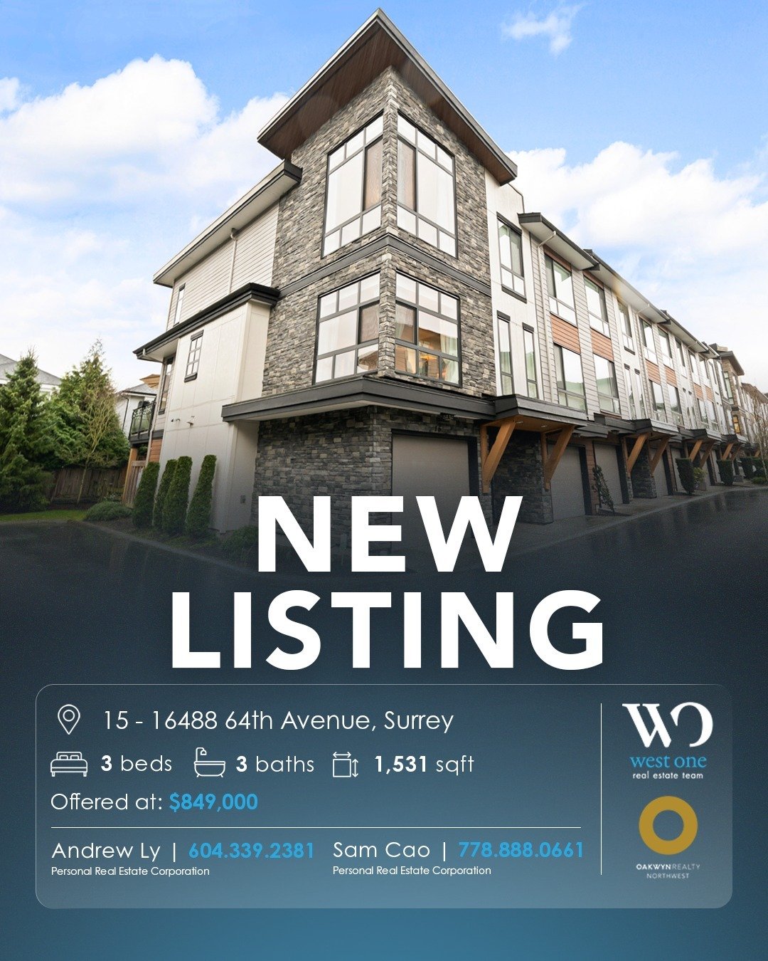 #FORSALE 15 - 16488 64th Avenue, Surrey, BC

🛏️ 3 beds, 3 baths
📐  1,531 sqft
💵  Offered at: $849,000

Welcome to HARVEST at BOSE FARMS 🌾 &mdash; this incredible CORNER 3 bed, 2.5 bath home 🏡 is located in the heart of Cloverdale in a highly sou