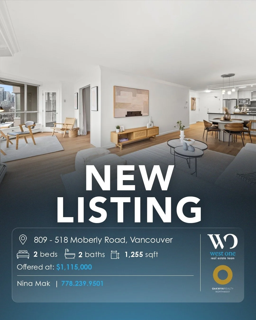 #FORSALE 809 - 518 Moberly Road, Vancouver

🛏️ 2 beds, 2 baths
📐  1,255 sqft
💵  Offered at: $1,115,000

Welcome to Newport Quay 🌊 &mdash; a coveted concrete freehold residence in Vancouver&rsquo;s most desirable False Creek neighbourhood 🏙️. Jus