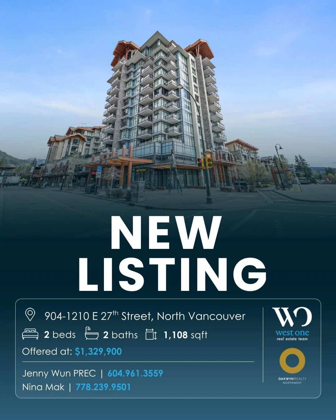 #FORSALE 904 1210 E 27th Street, North Vancouver

🛏️ 2 beds
🛀 2 baths
 📐1108 sqft 

Offered at: $1,329,900

This thoughtfully designed space offers a generous living + dining area made for gathering, a versatile den that adapts to your lifestyle, 
