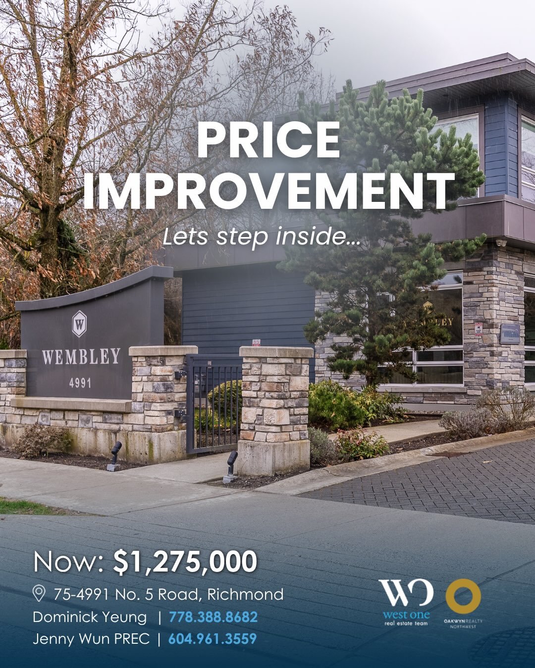 Price Improvement at Wembley by Citimark ✨

📍75 4991 No. 5 Road, Richmond

Modern comfort meets everyday practicality in the heart of East Cambie. This stunning 4 bed + 3.5 bath townhouse offers over 1,567 sqft of thoughtfully designed living, perfe