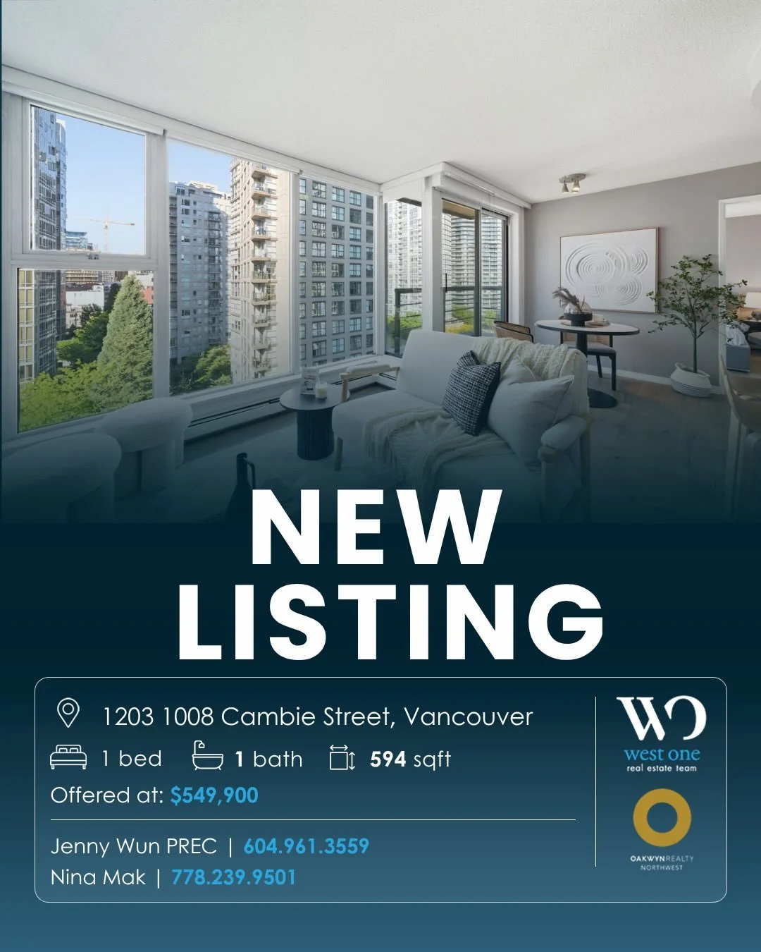 📍1203 1008 Cambie Street, Vancouver

🛏️ 1 beds, 1 bath 
📐 594 sqft 
💵 Offered at: $549,900

Welcome to life at Waterworks in the heart of Yaletown.
This move-in ready 1 bed home offers the kind of layout that just works... bright open living spac