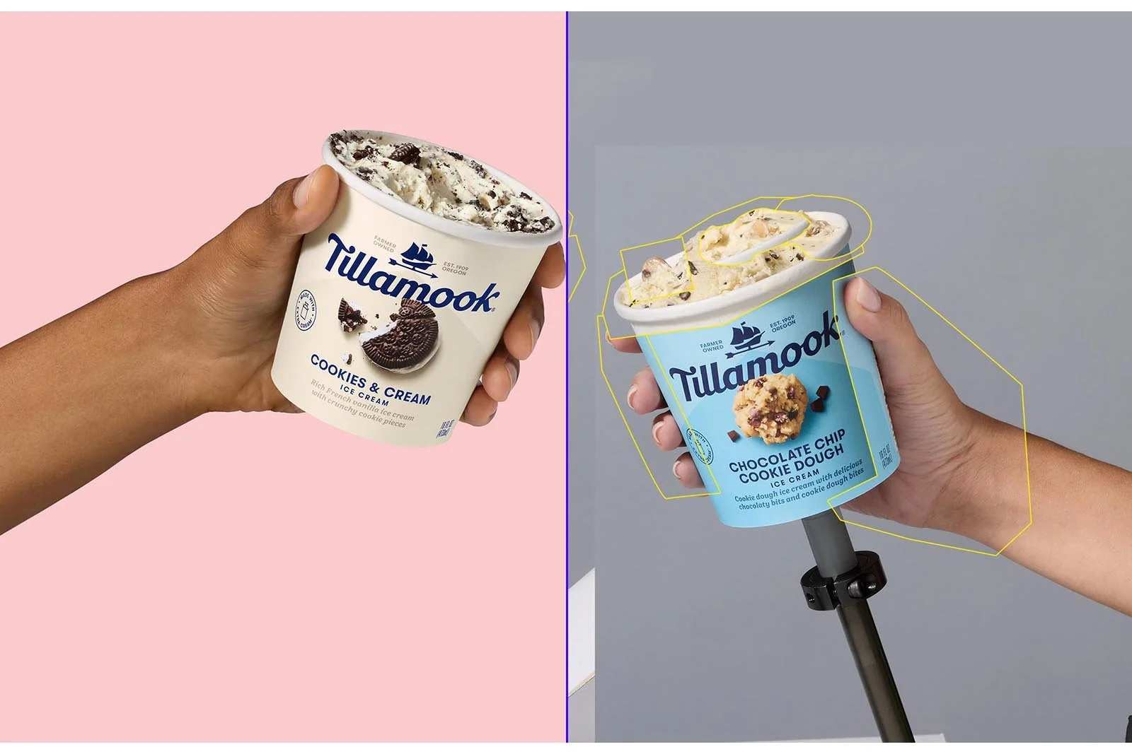 Tillamook Ice Cream Pints Photoshop Composite Retouching Before and After