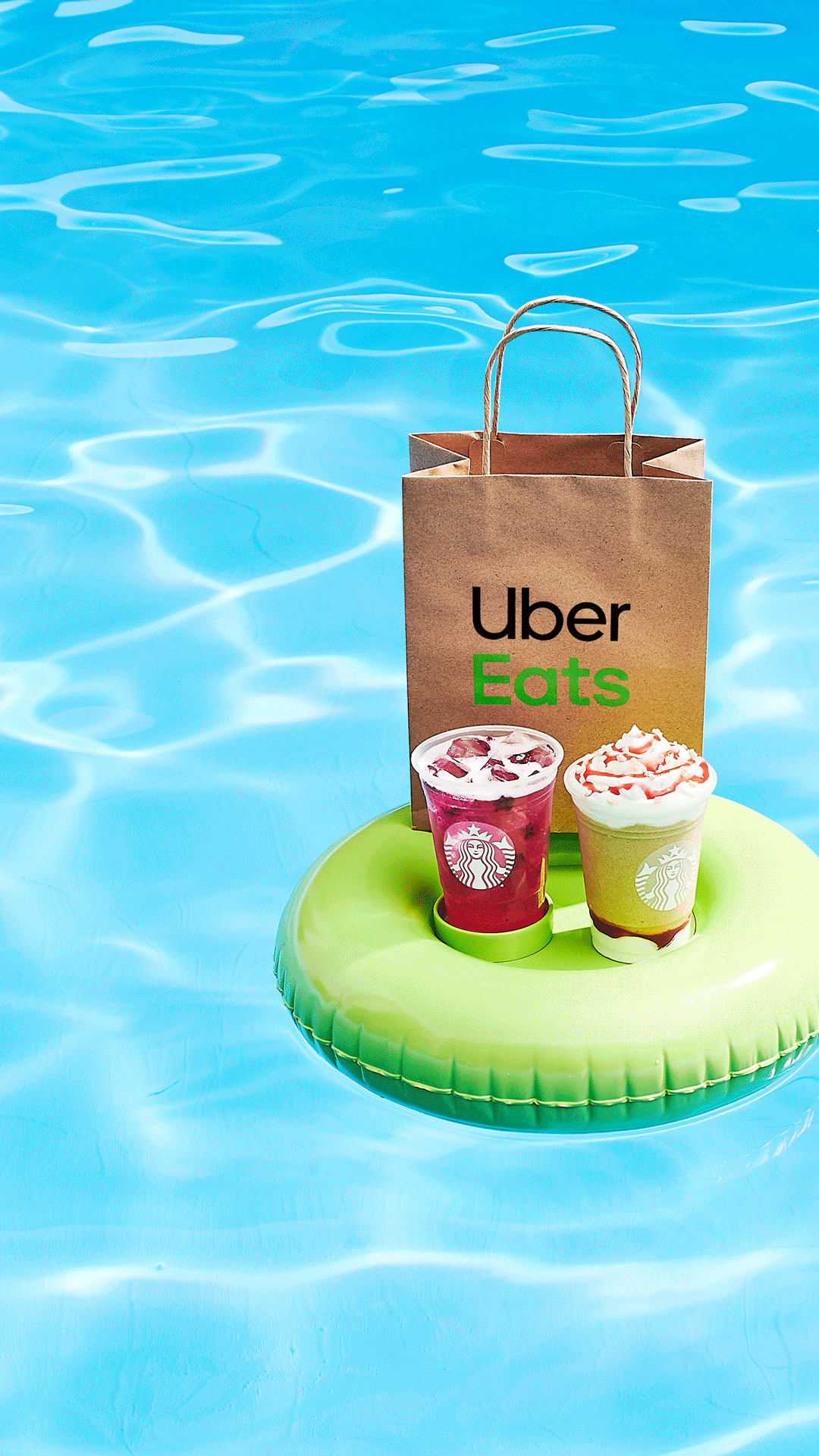 Starbucks Uber Eats Pool  Side Animation Photoshop Retouching