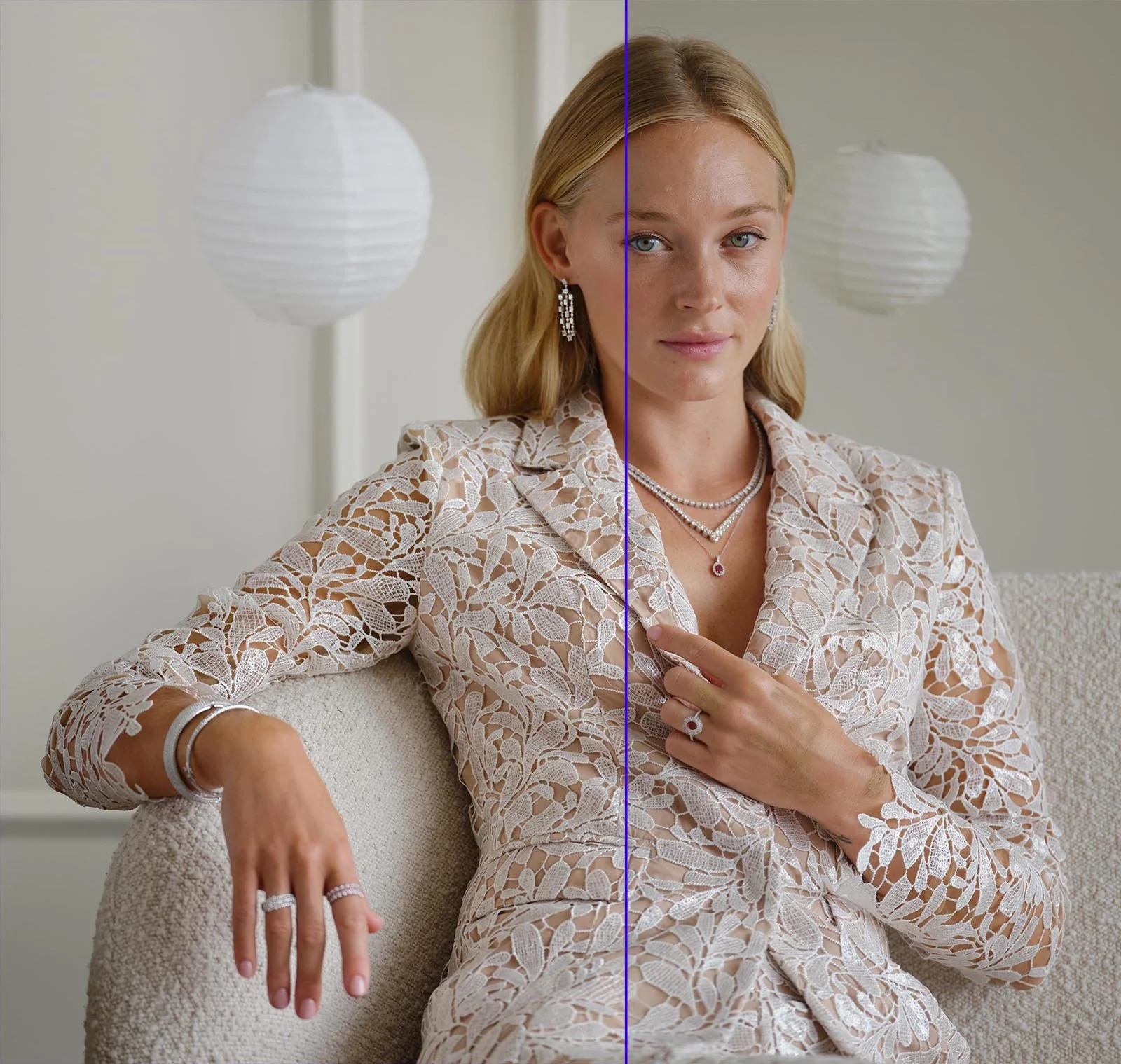 Blue Nile Jewelry Portrait Photoshop Before and After