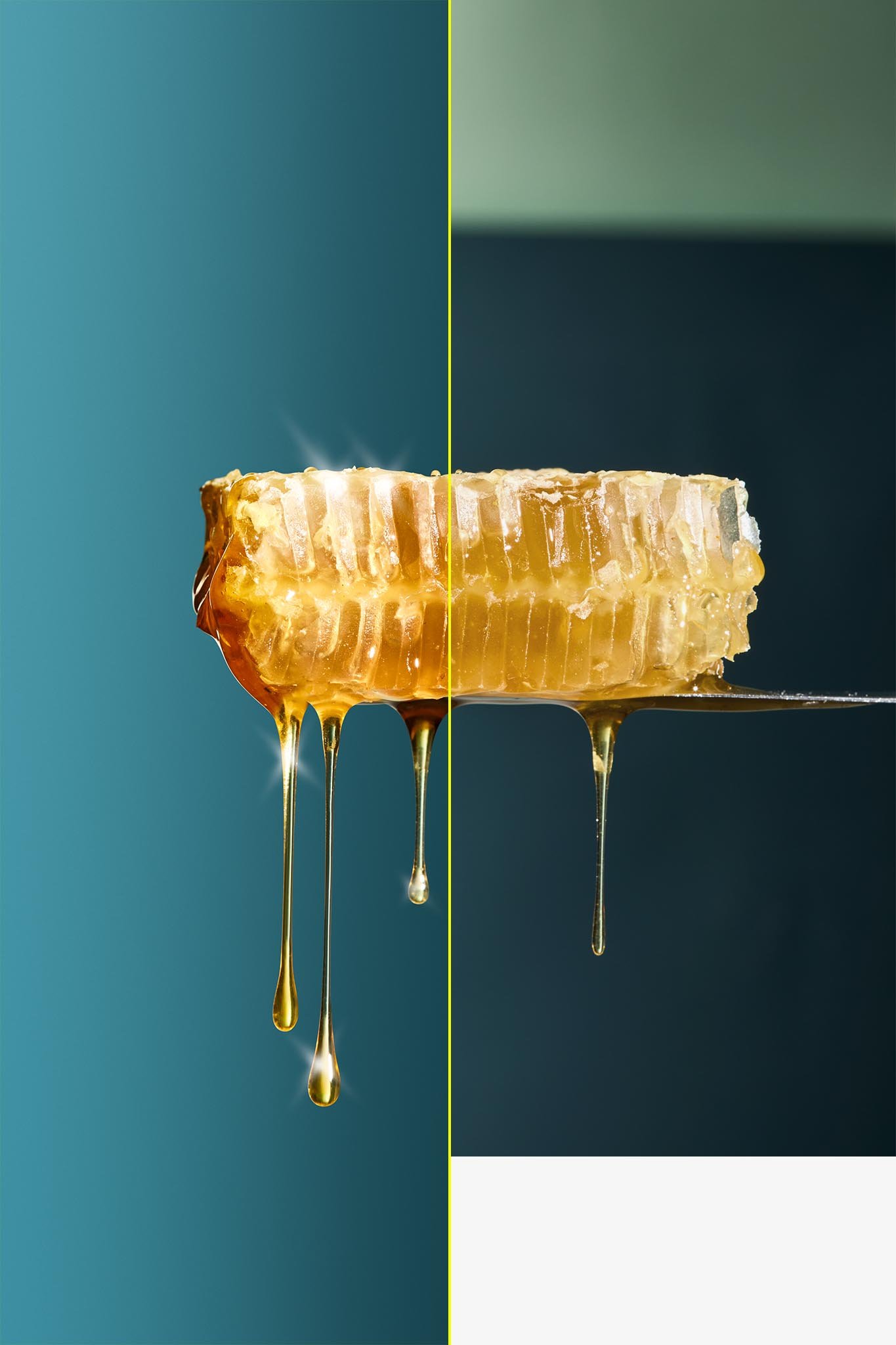 Perfect Bite Honey Drip Editorial Food Photography Photoshop Before and After Composite Retouching