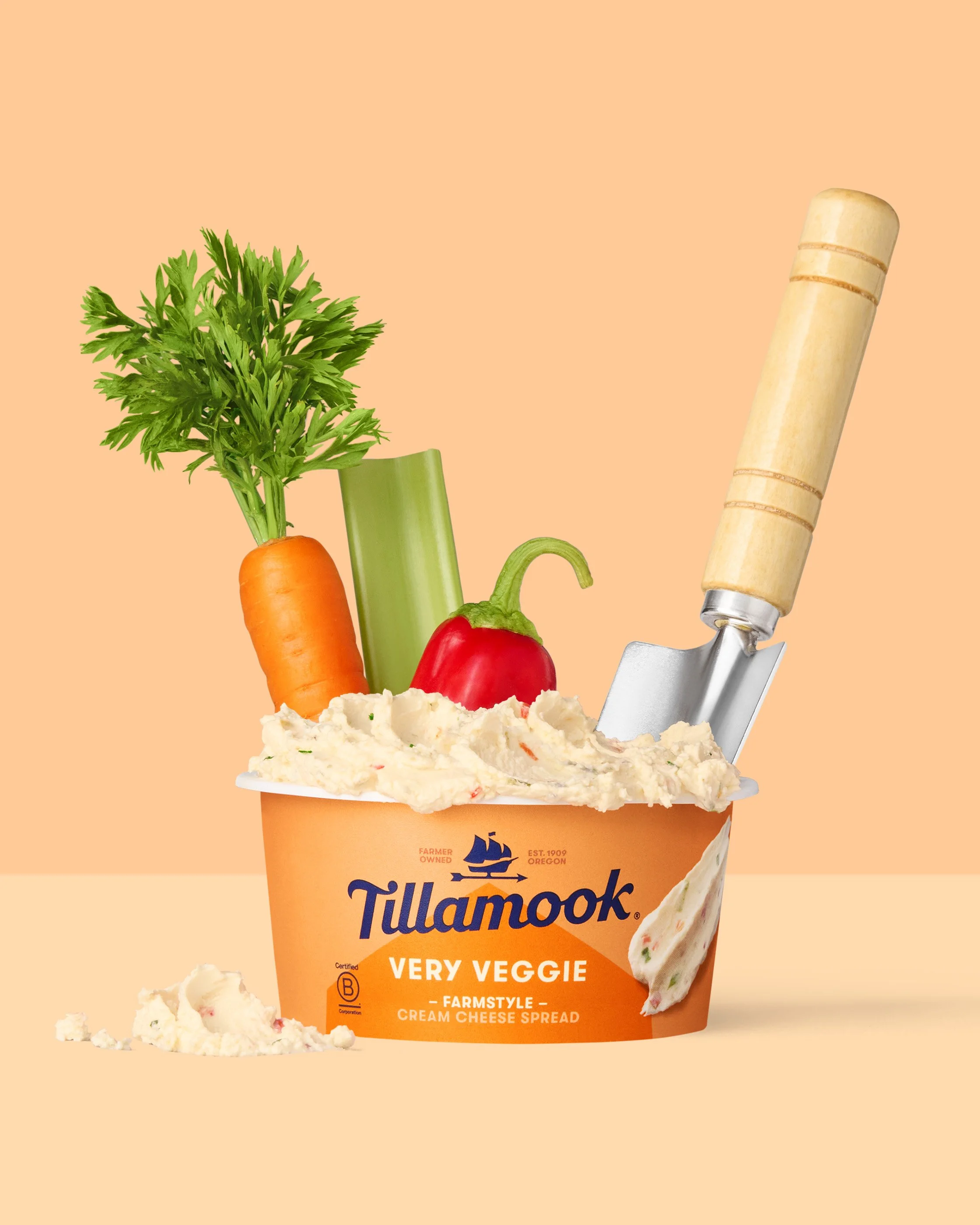 Tillamook Very Veggie Cream Cheese Vegetables Editorial Food Photography Photoshop Retouching