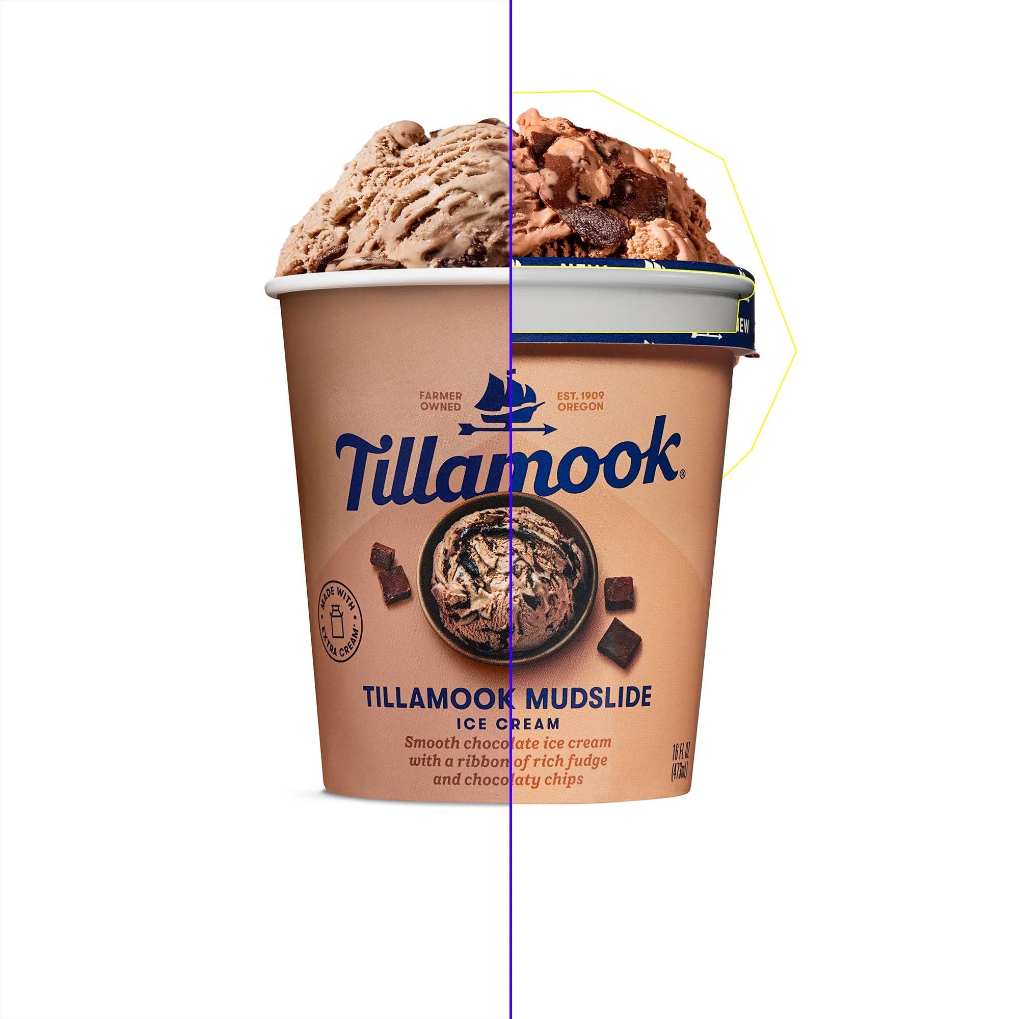 Tillamook Ice Cream Pint Mudslide Photoshop Before and After Composite Retouching