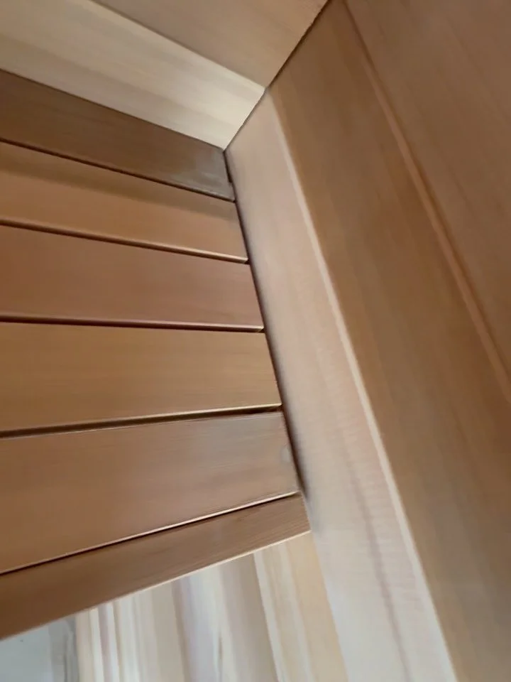 Clear grade A cedar is by far my favorite material to work with. 

No knots, amazing aroma and built to withstand the high temps and moisture that comes with a traditional #sauna .