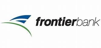 Frontier Bank logo with stylized blue and green swoosh design.
