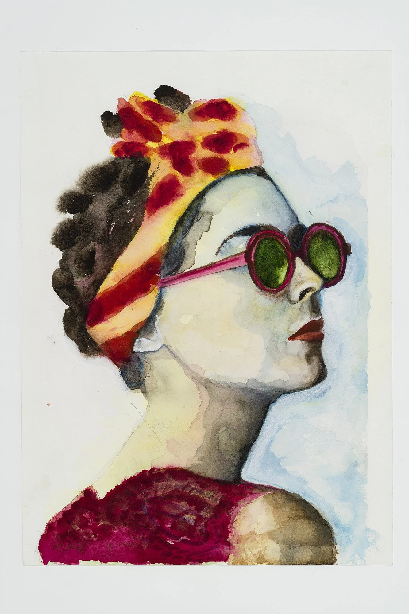 Lady wearing glases_35x43 cm, aquarelle, 2020
