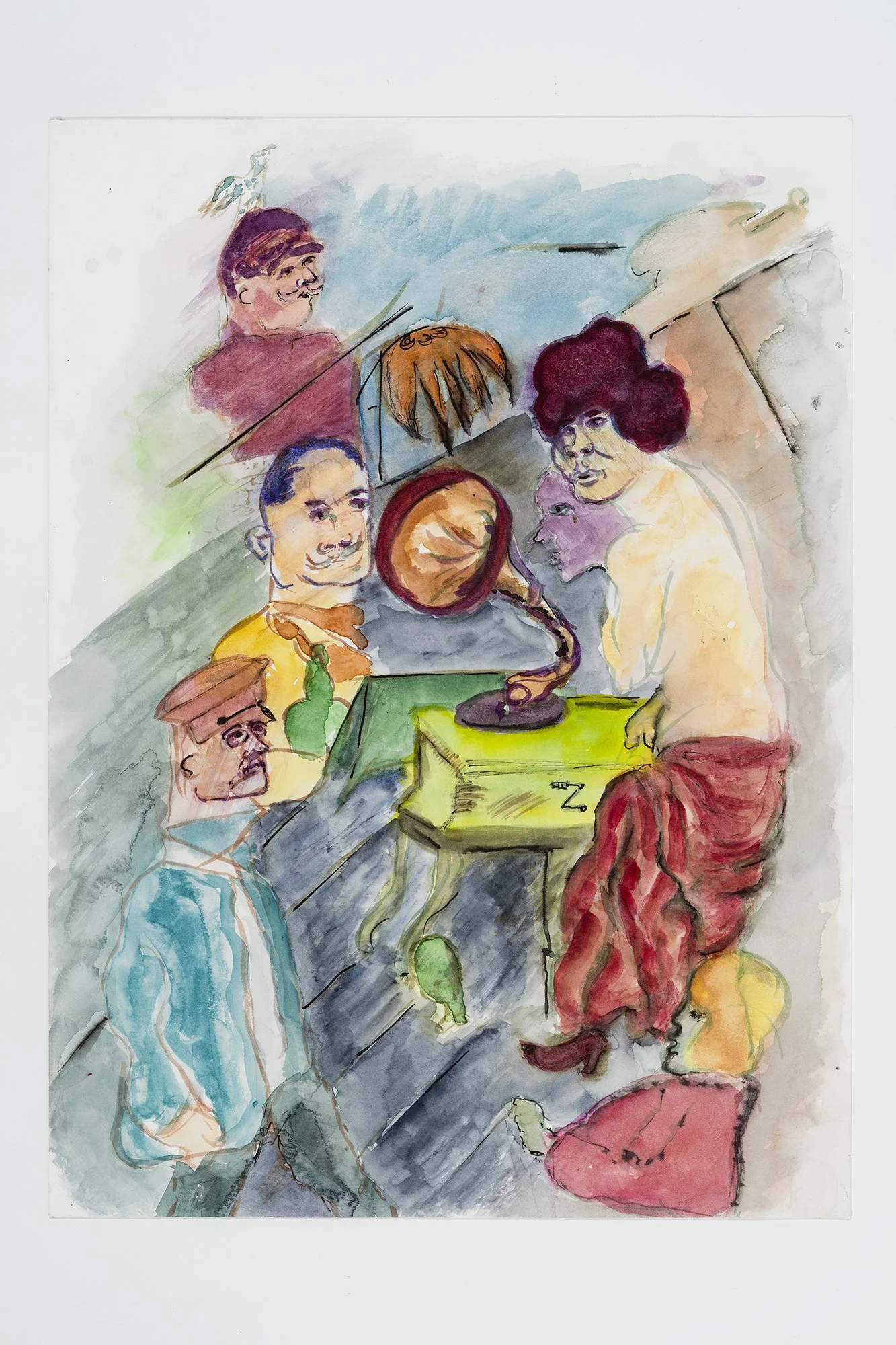 Le phonographe_28x37 cm, aquarelle, 2024