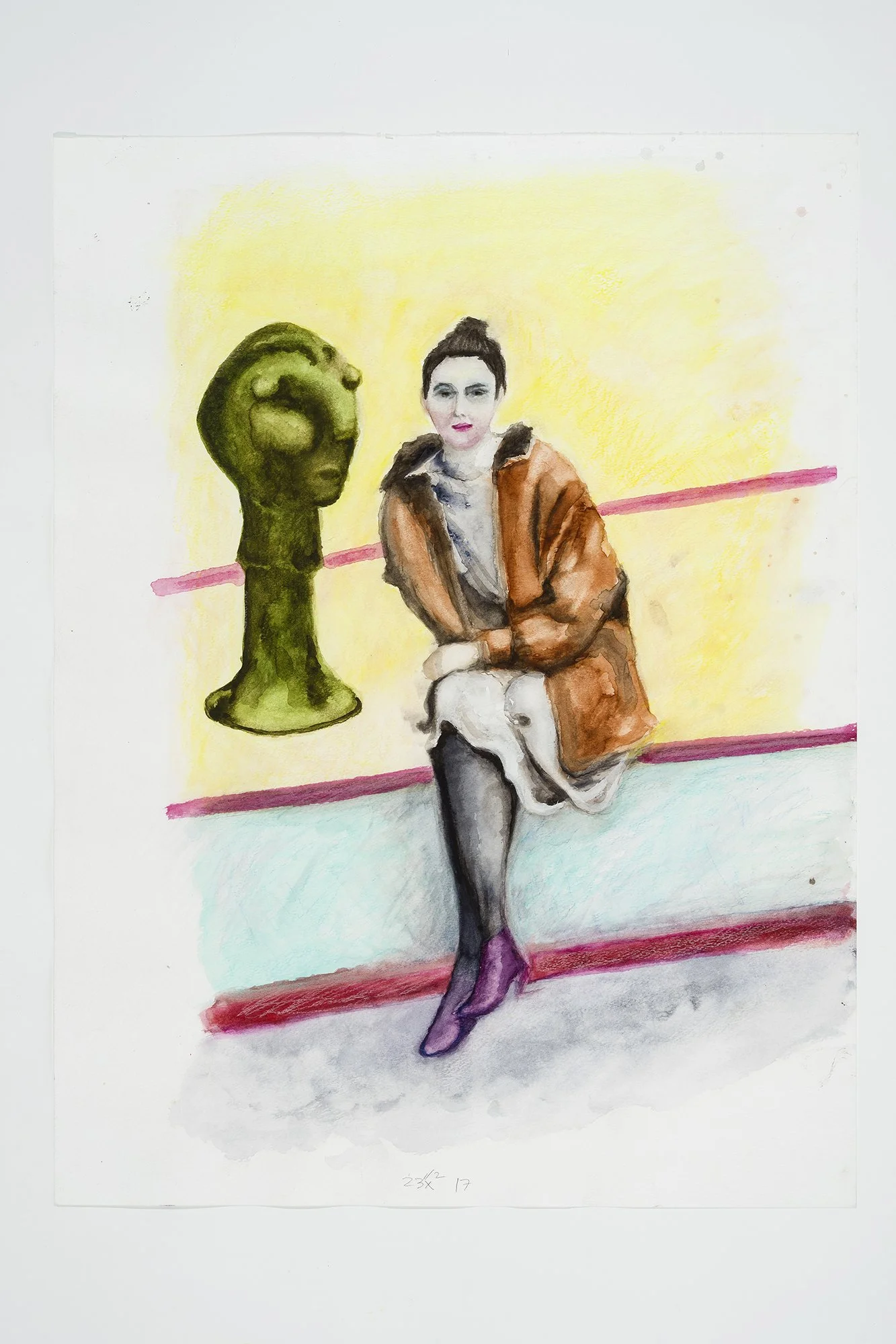 SelfPortrait with Picasso_46x61 cm, aquarelle, 2021