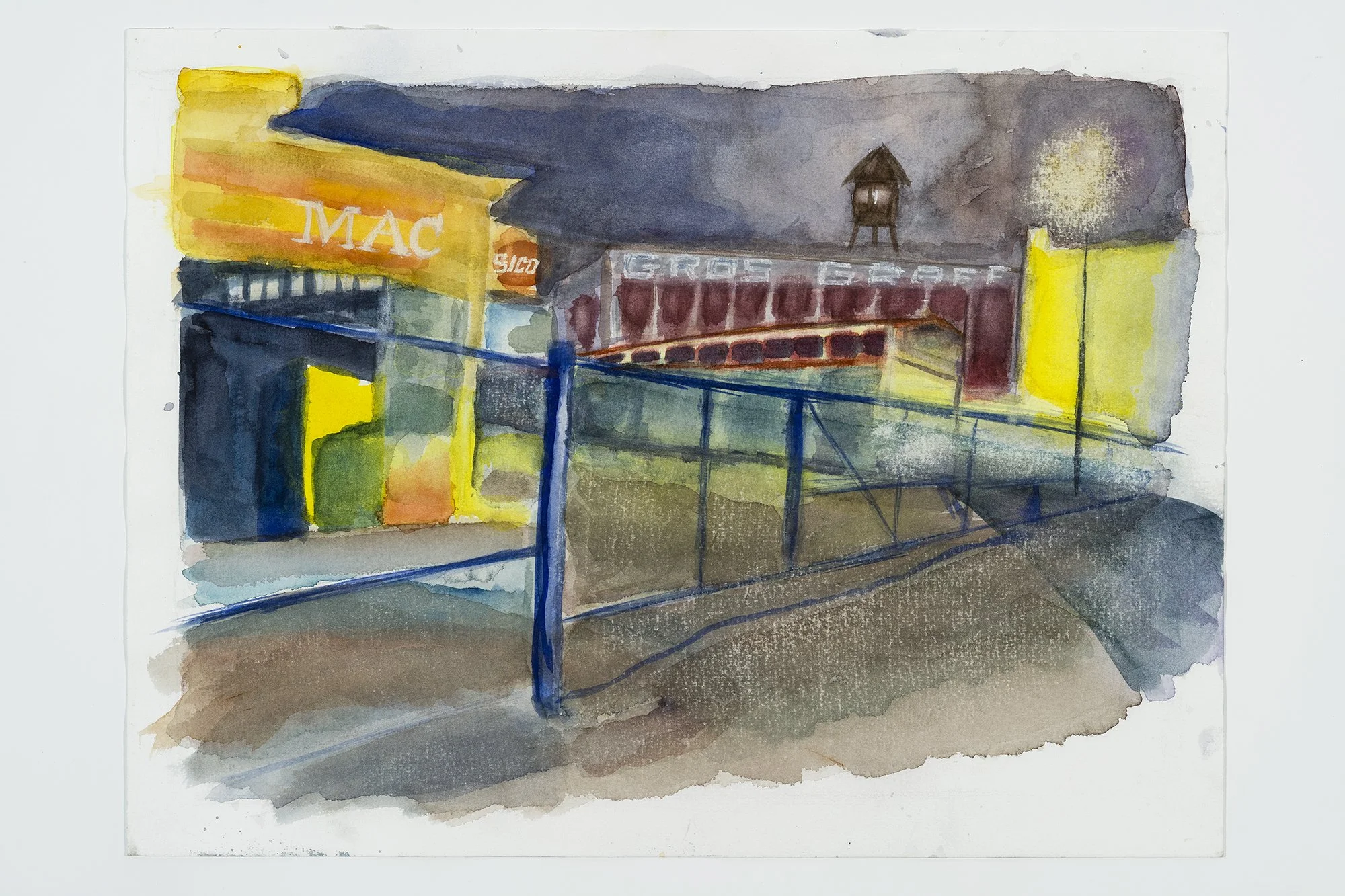 La cour à bois Villeneuve_41x30 cm, aquarelle, 2024