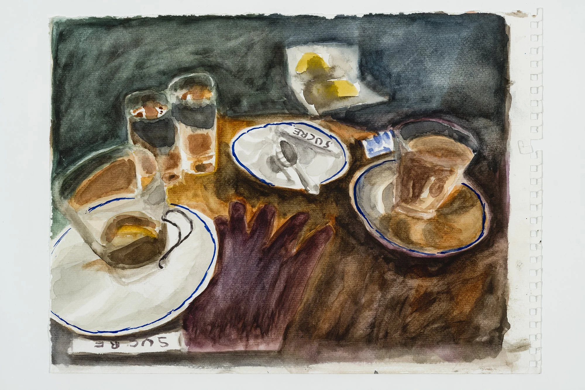 Tea and lemon_30x45 cm, aquarelle, 2024
